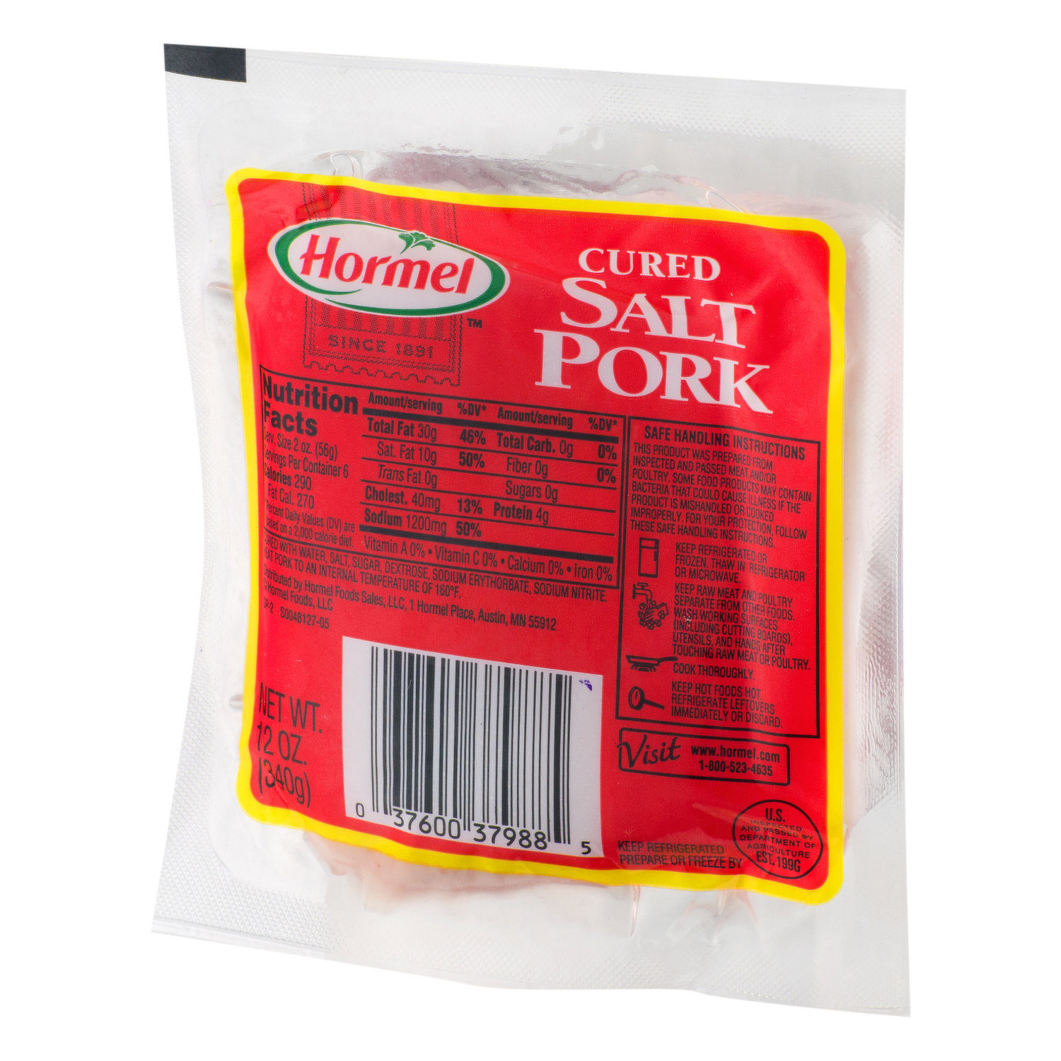 Hormel Salt Pork Cured Sliced - 12 Oz - Tom Thumb