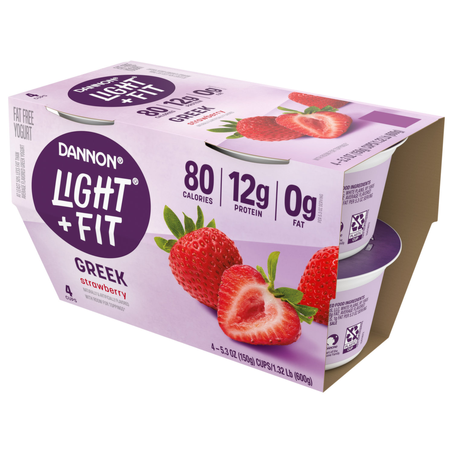 Light + Fit Nonfat Yogurt, Strawberry 5.3oz Wholesale - Danone