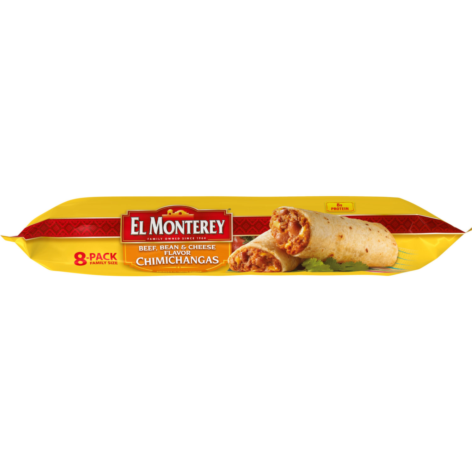 Ruiz Foodservice El Monterey Beef and Bean Chimichanga, 4 Ounce - 8 per  pack -- 8 packs per case.