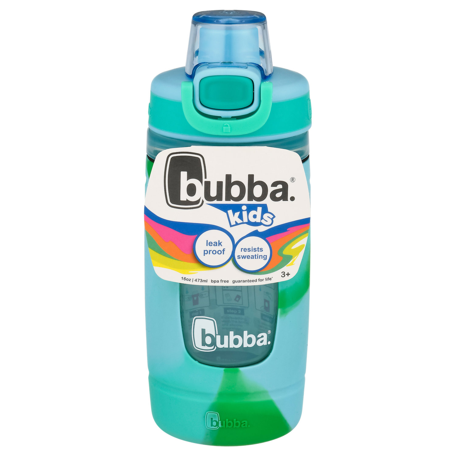 Bubba Flo Kids Water Bottle, 16 fl.oz., Teal & Crystal Ice 