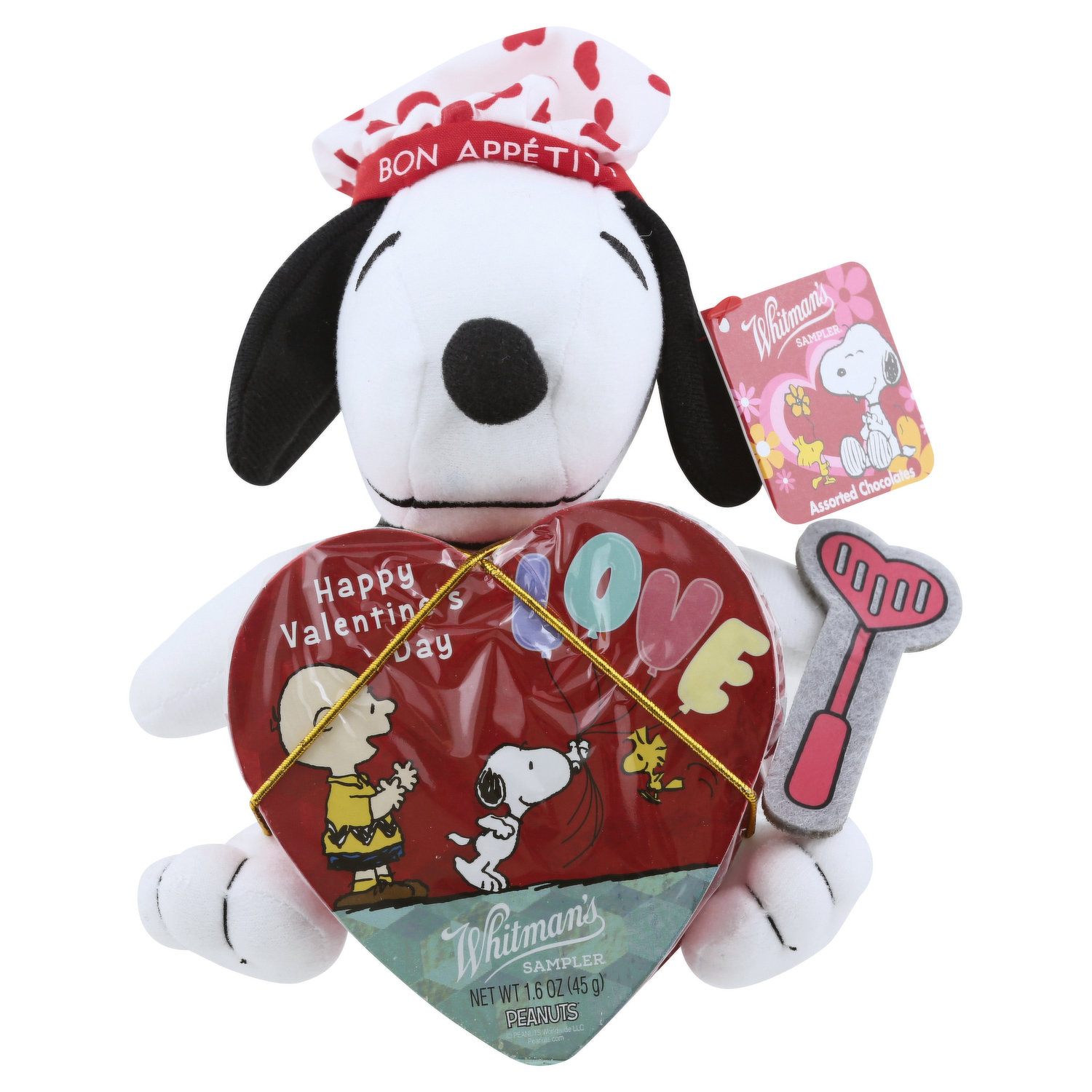 Whitmans Peanuts Snoopy & Woodstock Valentines Plush Candy Holder Gift Lot  of 3