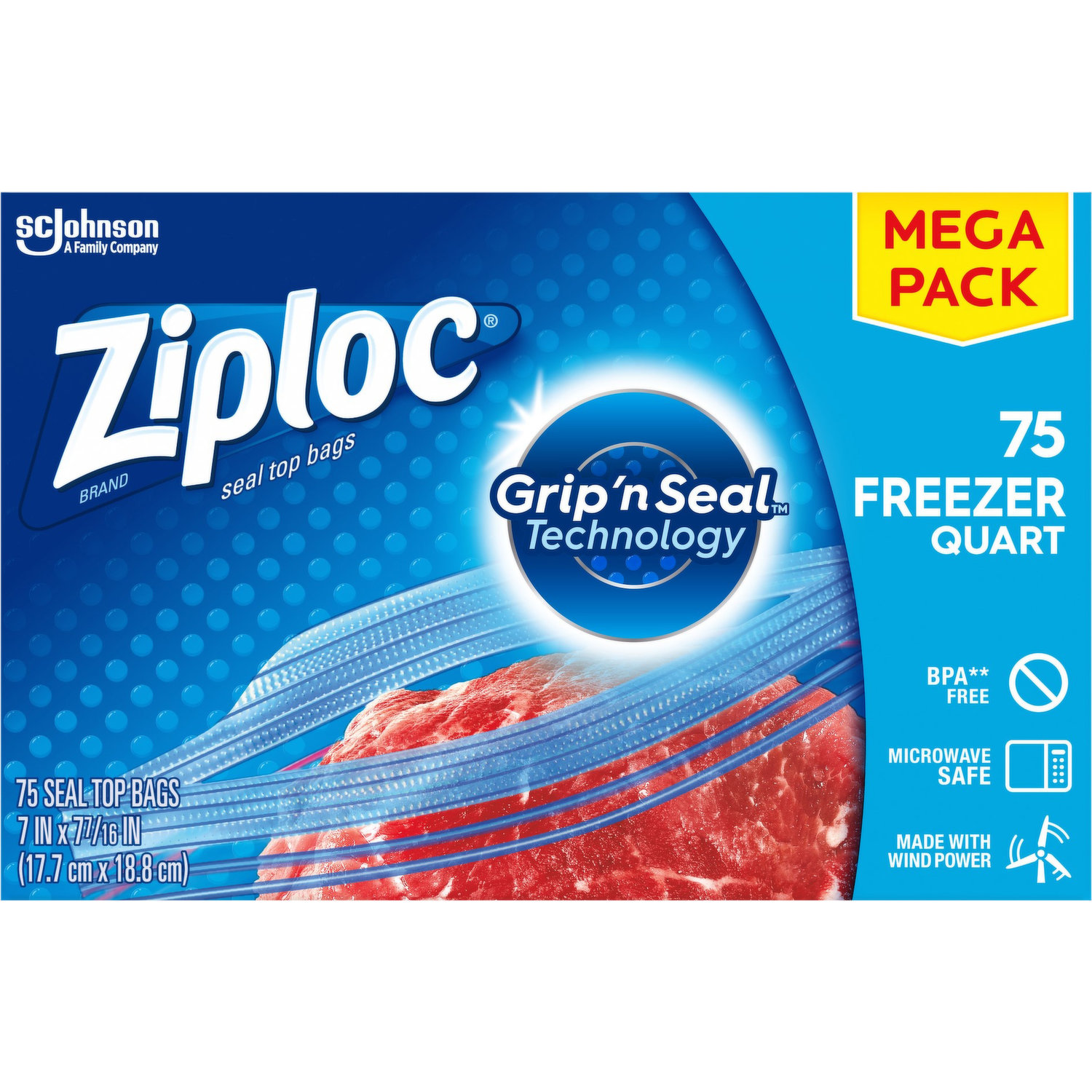 Ziploc Seal Top Bags, Freezer, Pint