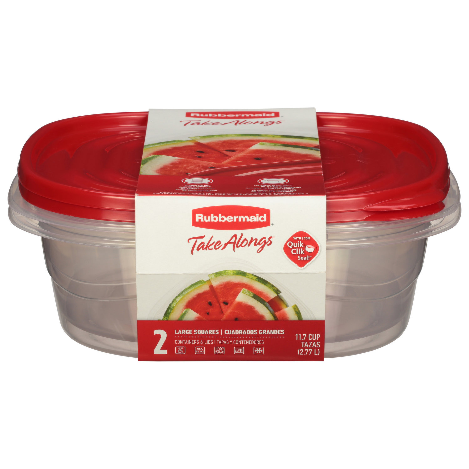 2 Packs Rubbermaid Take Alongs 1.1 Gal Large Rectangles Containers & Lids  Green
