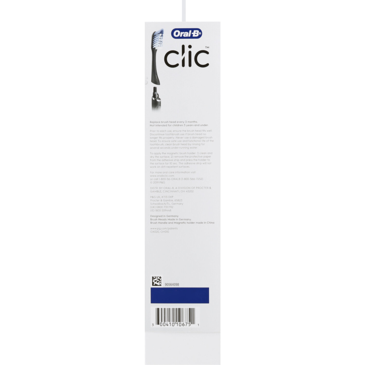 Oral-B Clic Manual Toothbrush, With 1 Replaceable Brush Head And Magnetic  Holder Matte Black