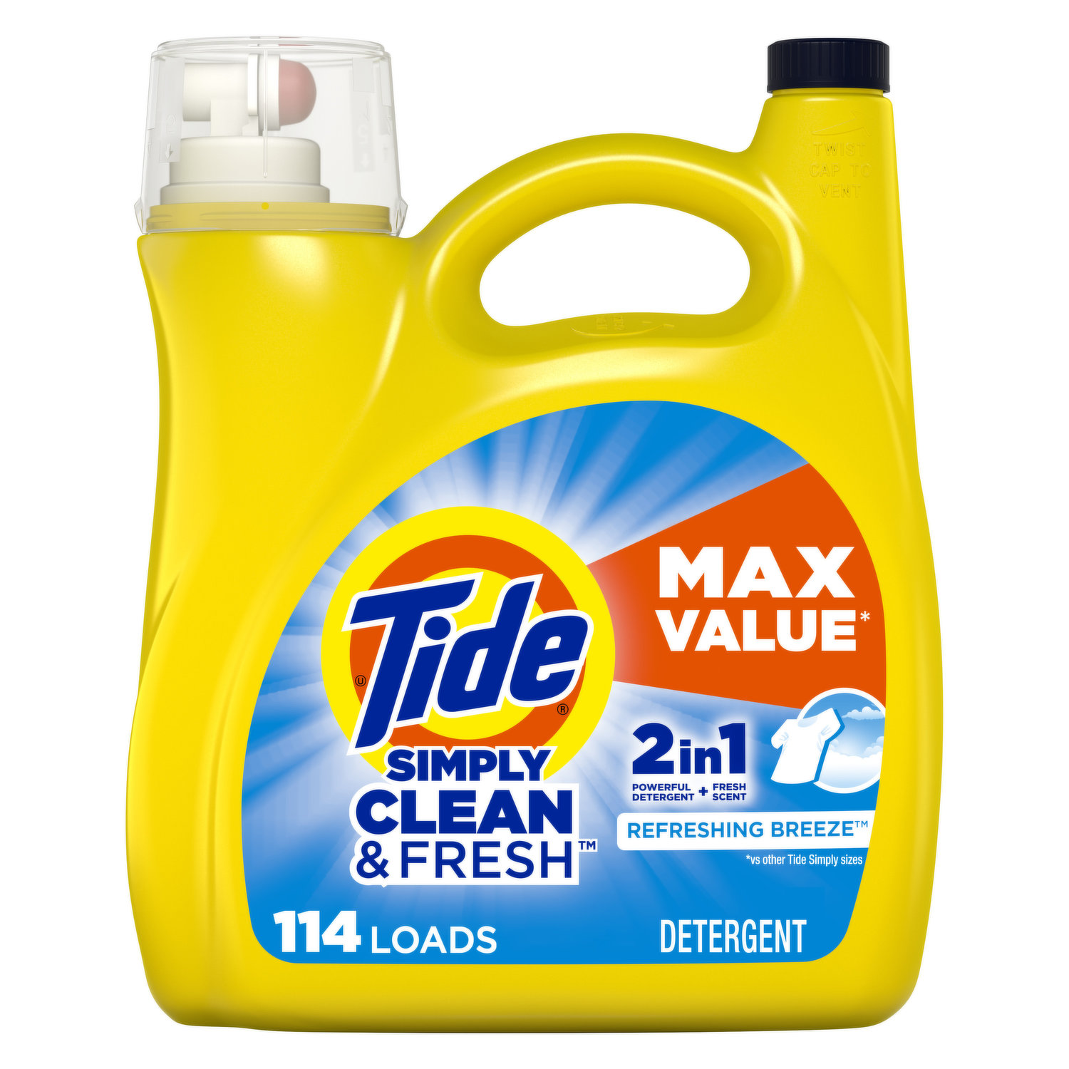 Tide Tide Simply Liquid Laundry Detergent, Refreshing Breeze, 165 