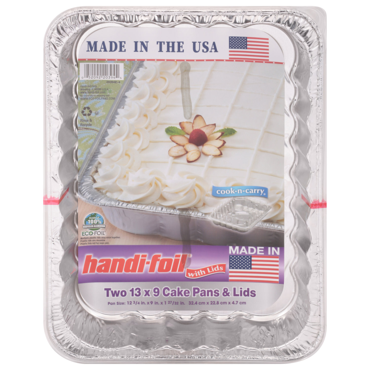 Handi-Foil Eco-Foil Cook-n-Carry 2 lb. Loaf Pans w/ Lid, 3 Pack