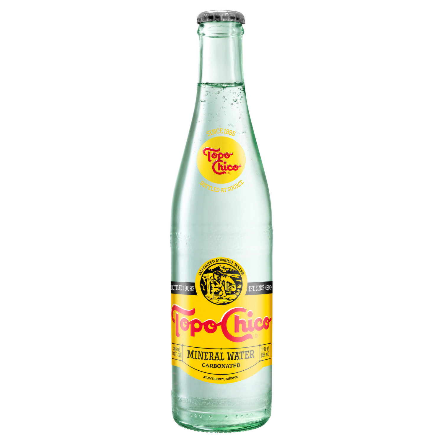 Topo Chico Sparkling Mineral Water Glass Bottles, 12 fl oz, 12 Pack 