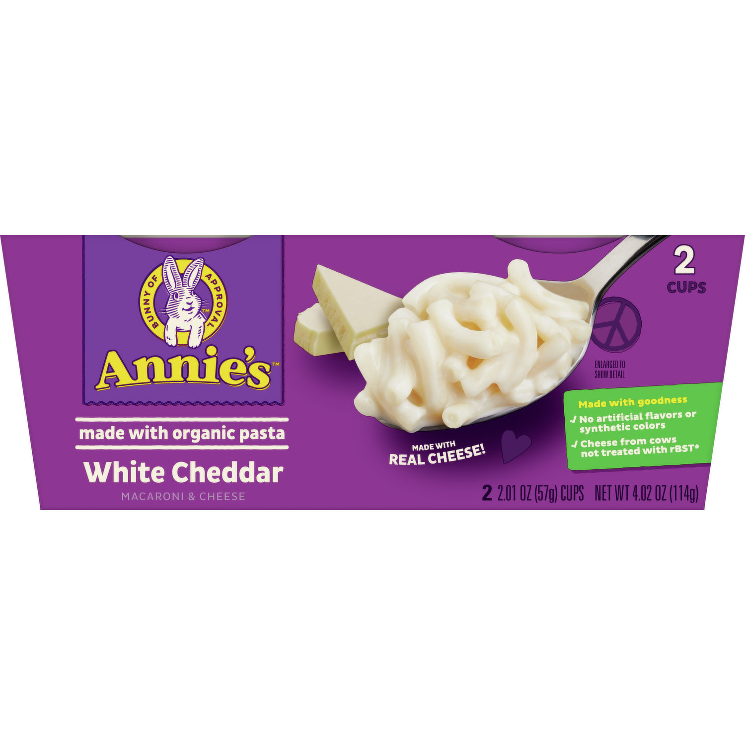 Annie's Macaroni and Cheese, White Cheddar & Organic Pasta, Microwaveable  Cups, 2 Cups, 4.02 oz.