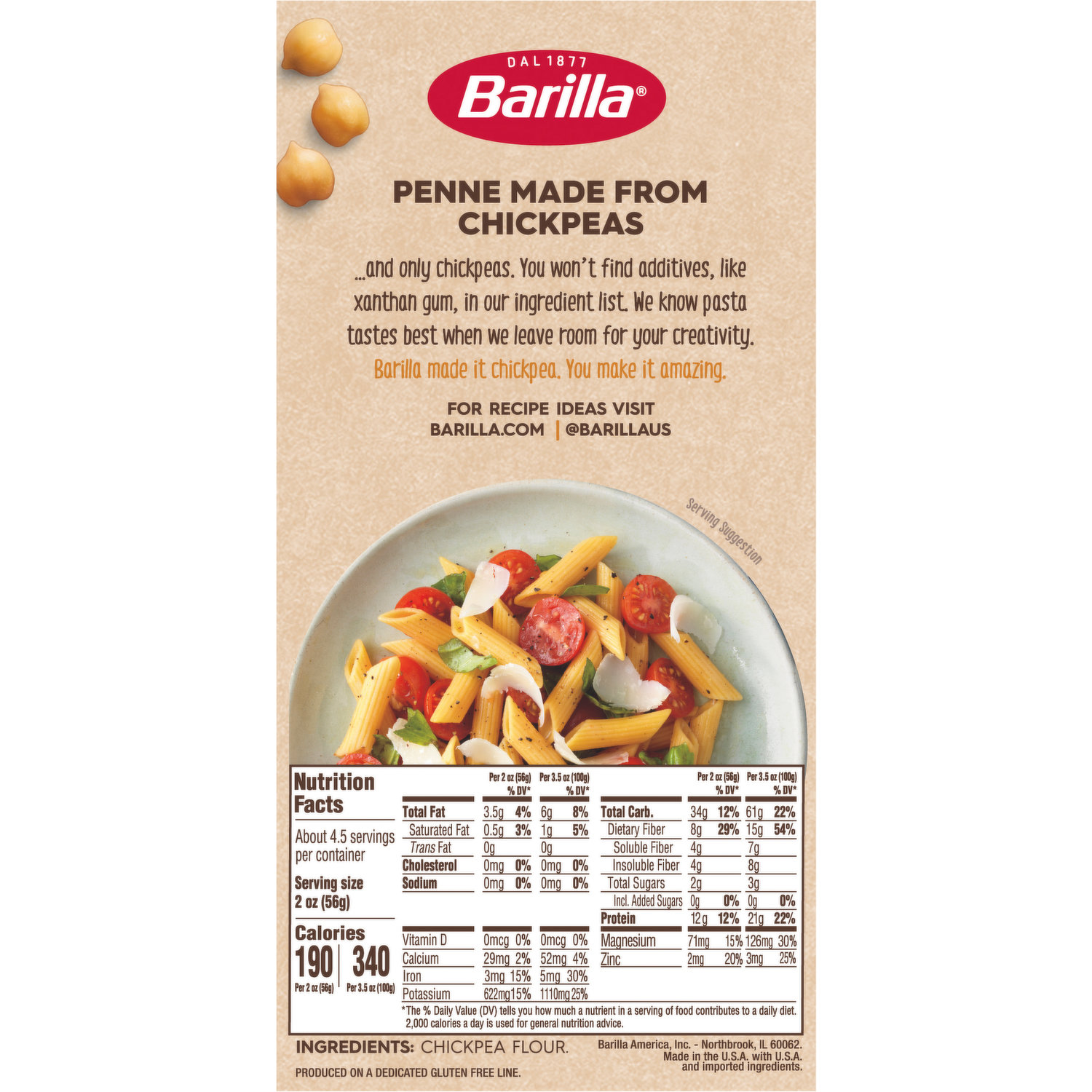 Barilla adds chickpea penne to legume pasta line