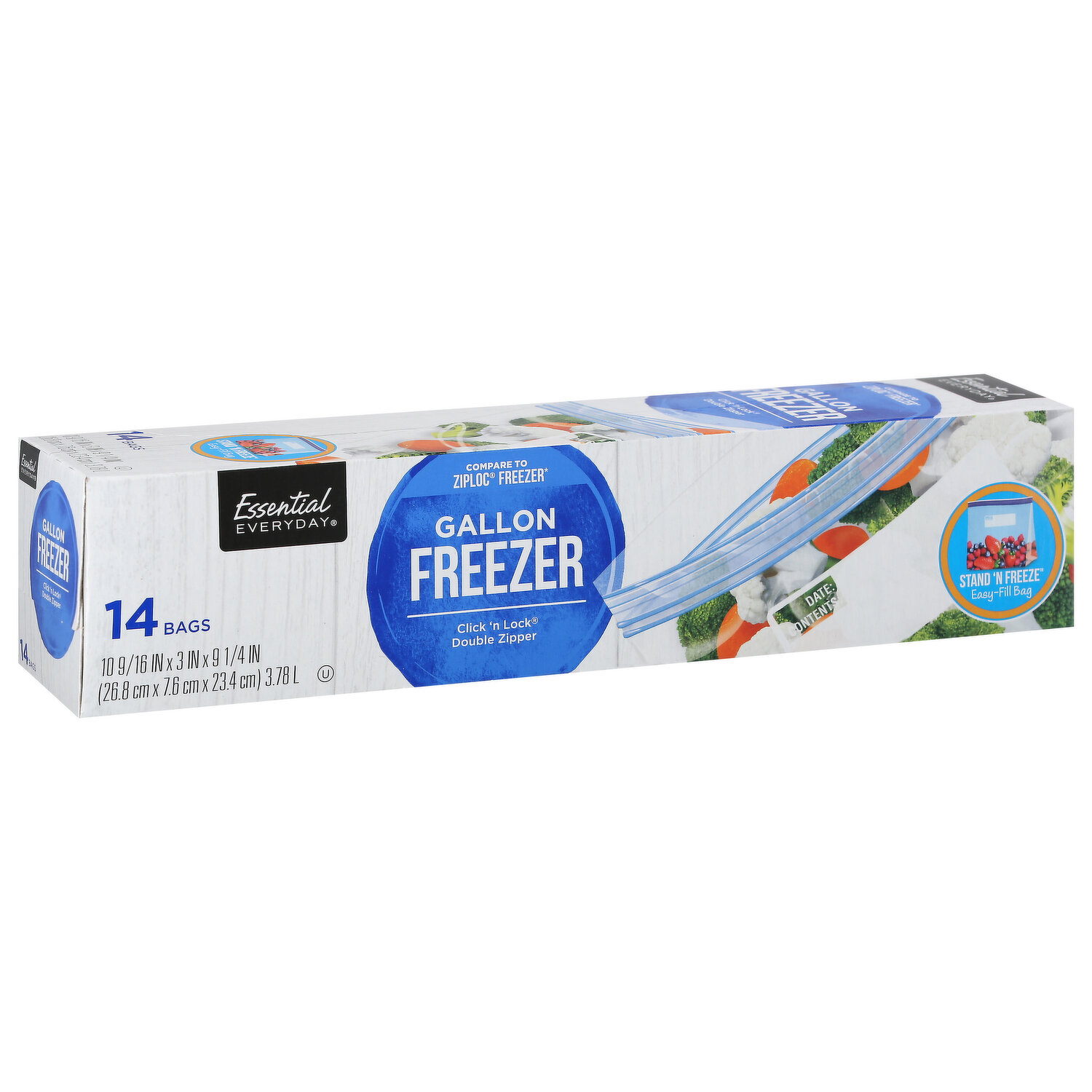 LifeGoods Reclosable Gallon Freezer Bags, 14 ct, QC60040