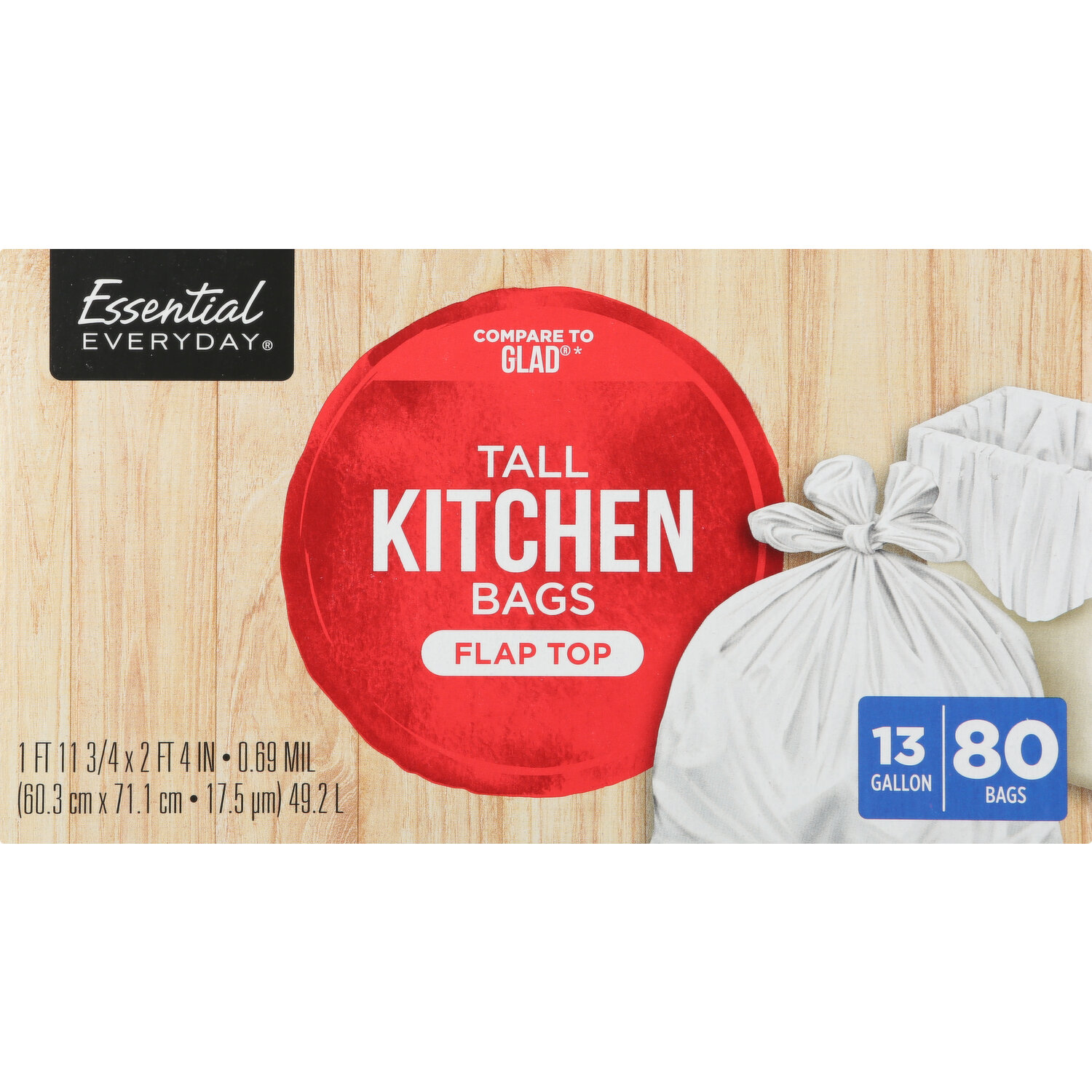 Essential Everyday Trash Bags Drawstring Tall Kitchen Lavender Scent, Trash  Bags