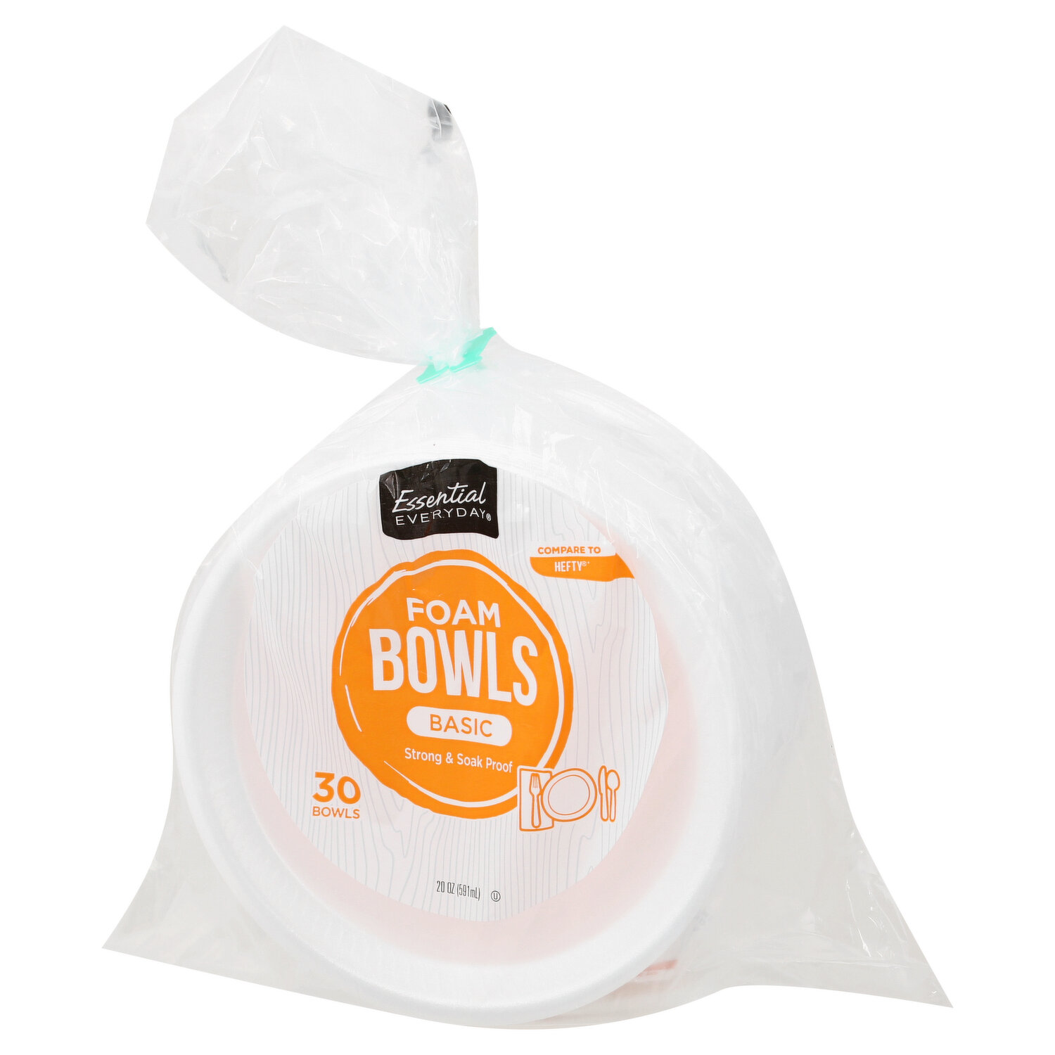 Hefty Everyday Soak Proof 12 oz White Foam Bowls