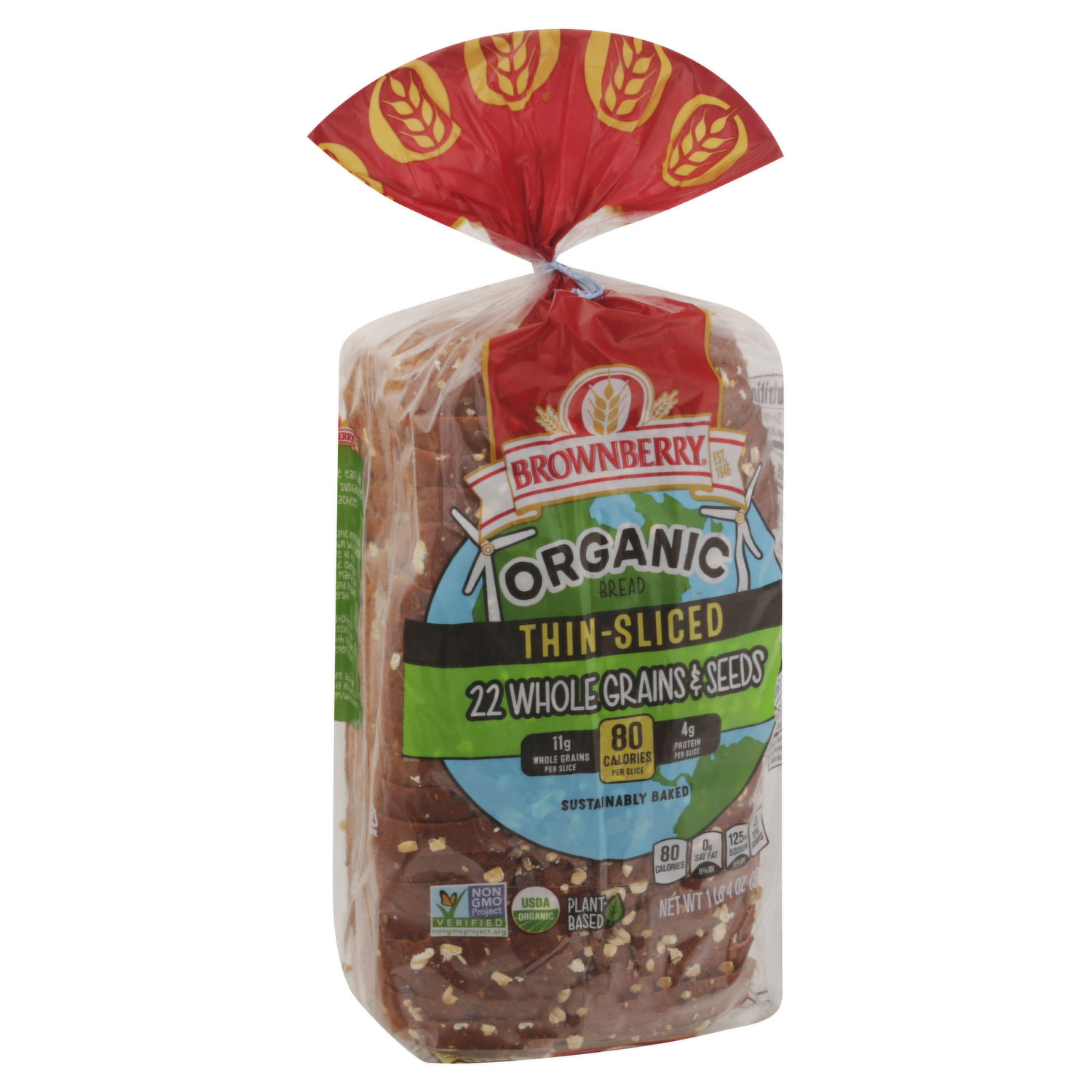 Brownberry Bread, Organic, 22 Whole Grains & Seeds, Thin-Sliced, 20 Ounce