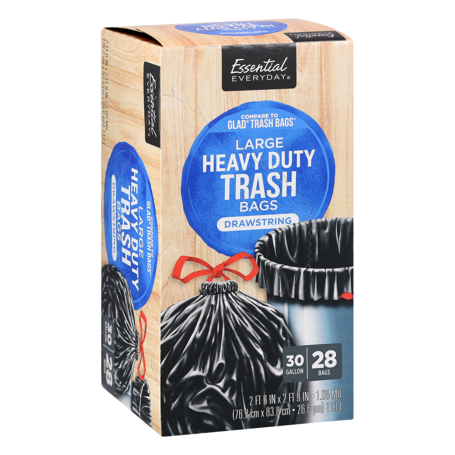  Glad Recycling 30 gal. Trash Bags Drawstring 28 pk and Hefty  Ultra Strong Multipurpose Trash Bags, Black Large Flexible Bags with  Drawstring, White Pine Breeze Scent, 30 Gallon Bags 25 ct 