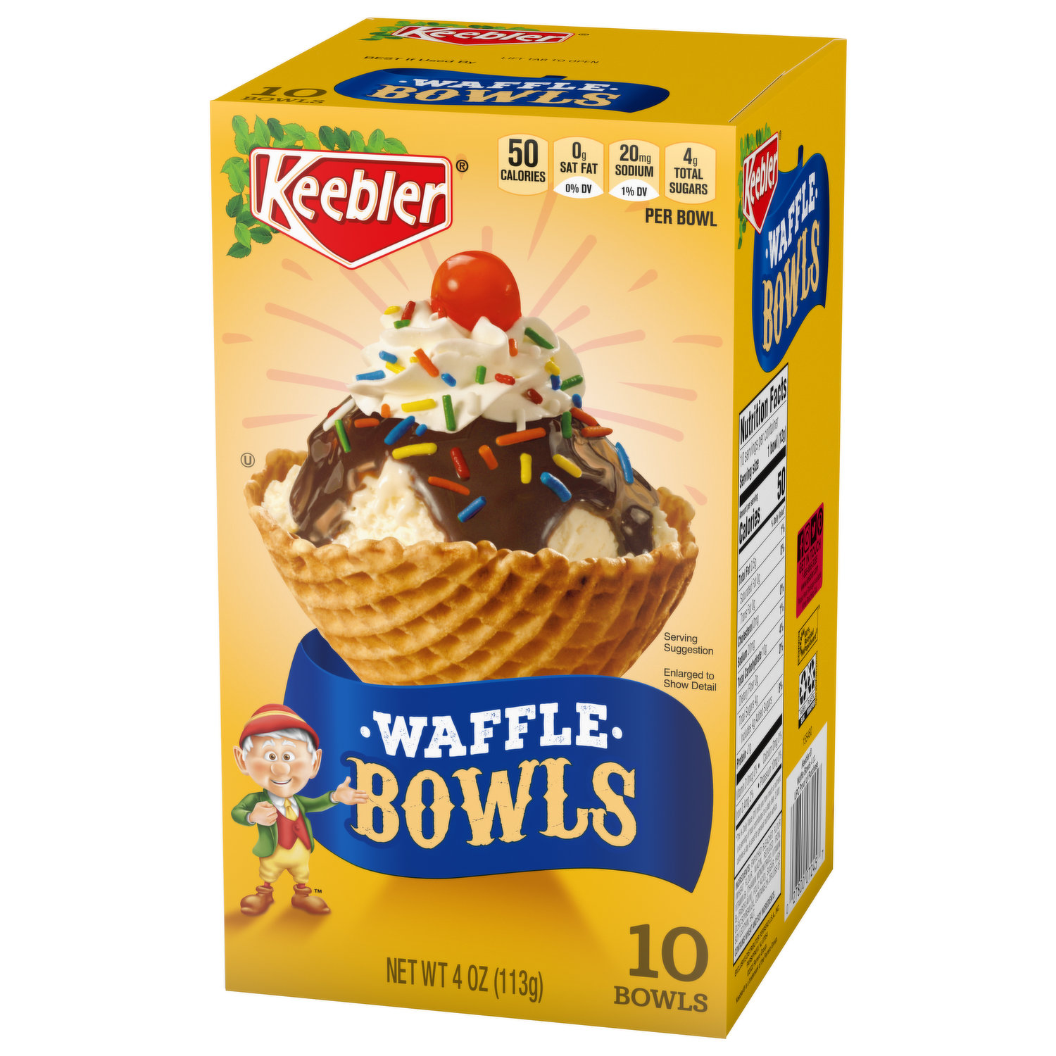 Keebler Cones, Ice Cream Waffle Bowls, 4 oz (10 Count)(Pack of 6