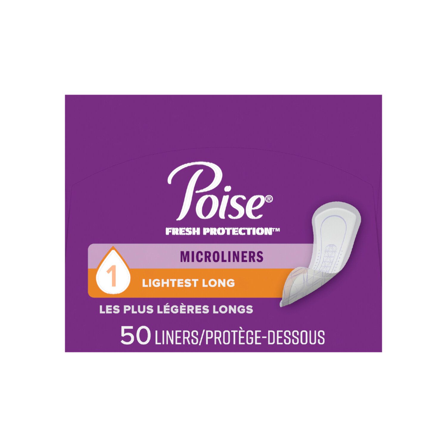 POISE MICROLINERS-50 LINERS-OVER 1 MONTH SUPPLY-LONG LENGTH-/ A6-153