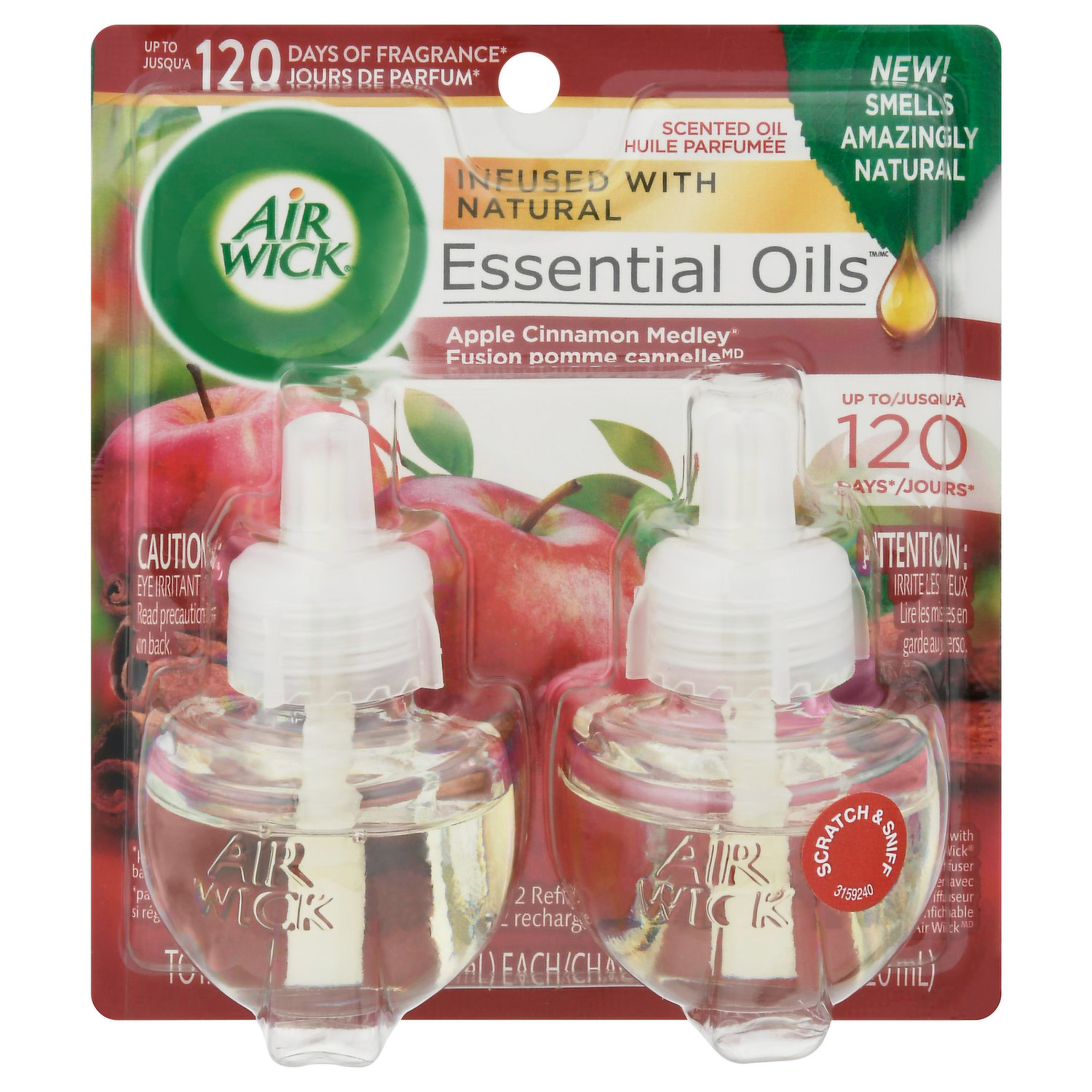 Air Wick Scented Oil - Refill Apple Cinnamon Medley 5 Ct. (Pack of 2)