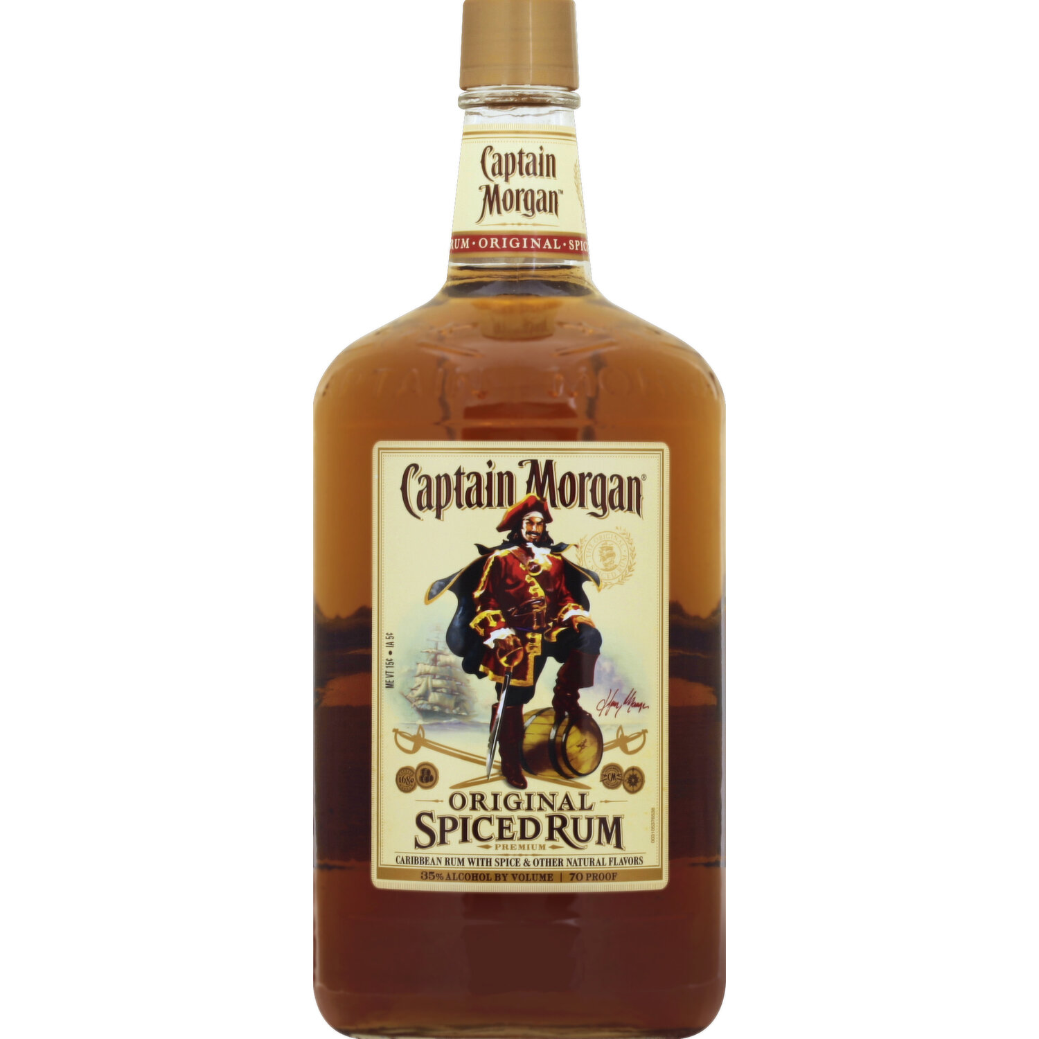 Captain Morgan Original Spiced Rum, 1.75 mL Bottle with a Football