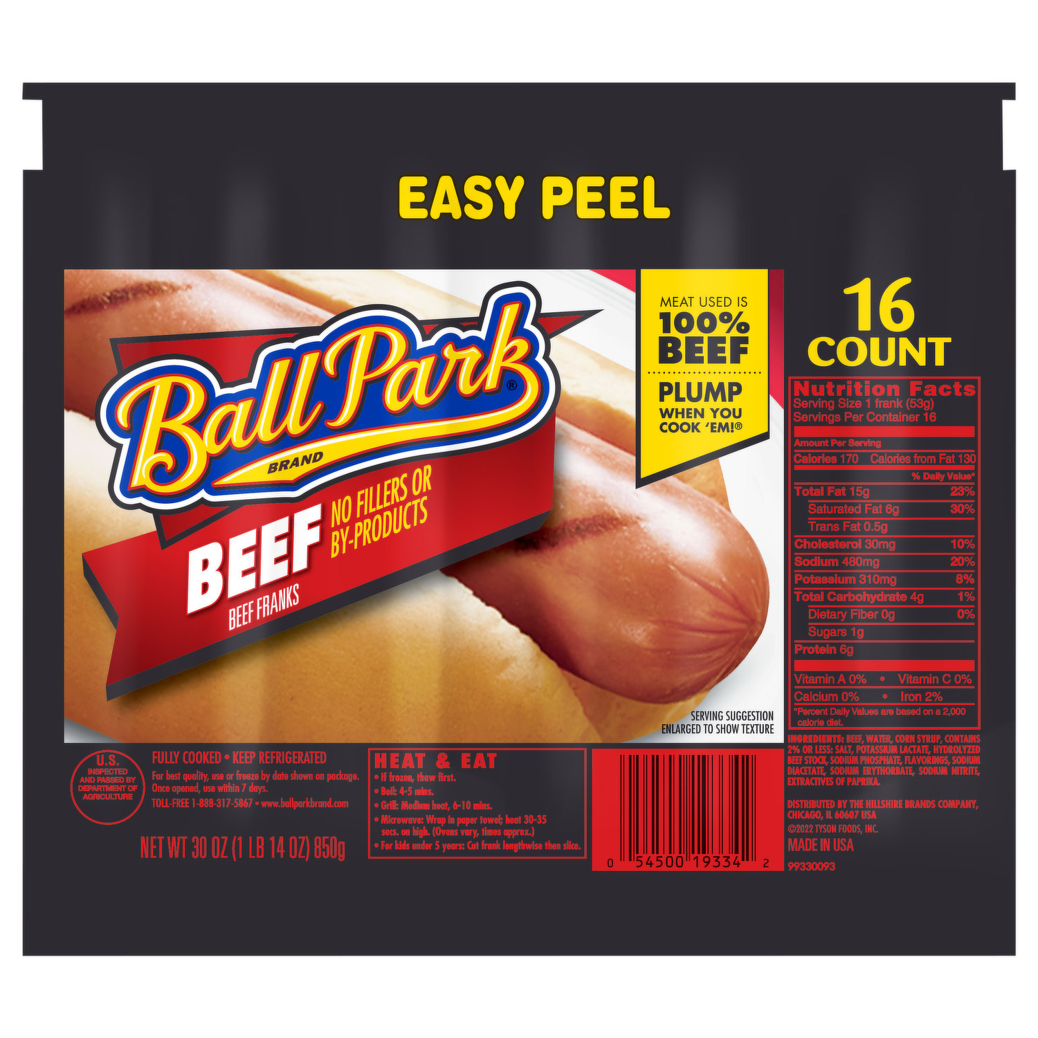 Jumbo Restaurant Style Beef Franks - 5 Pack