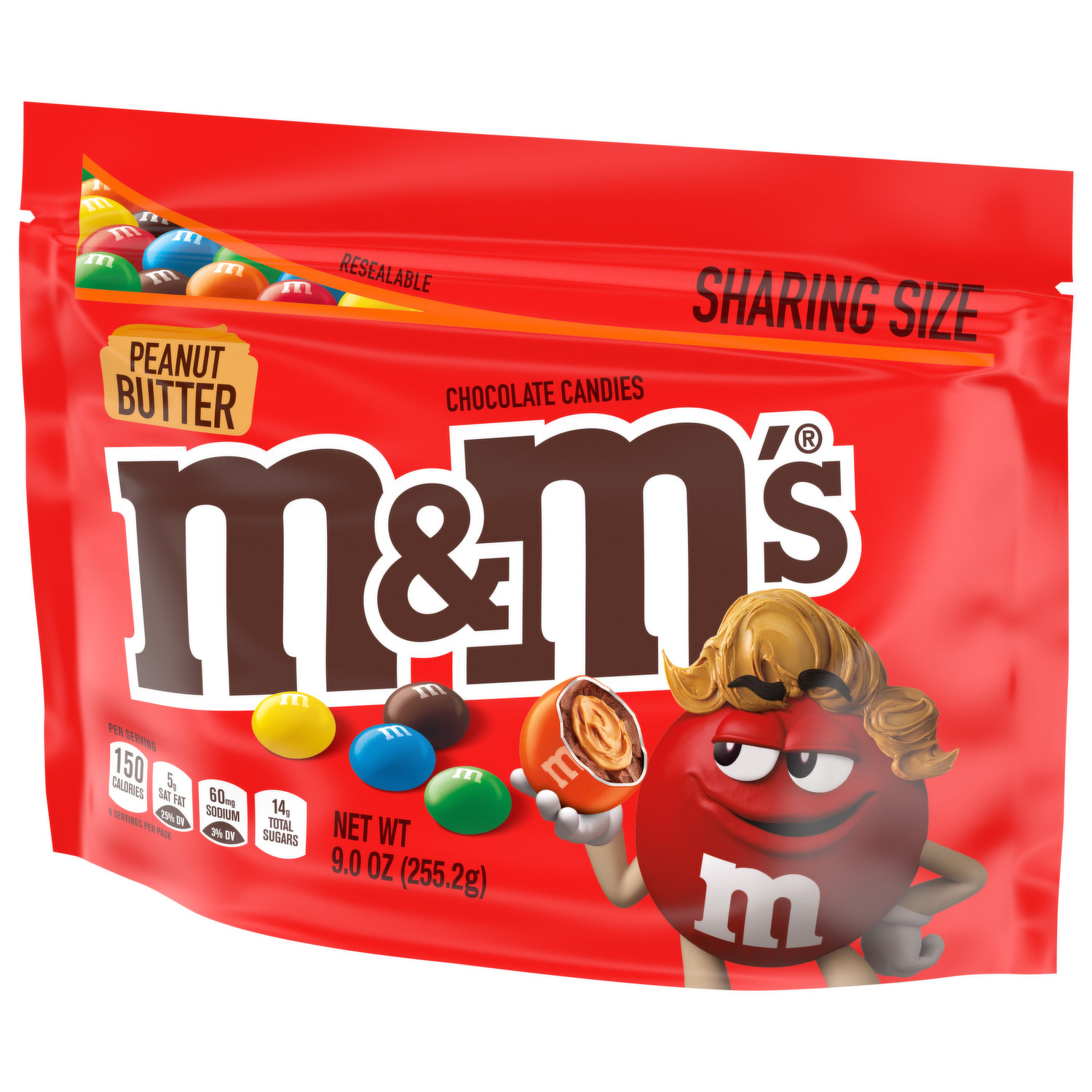 M&M PEANUT Milk Chocolate, Family Size Candy Bag, Individual Pouches (2  Pounds)