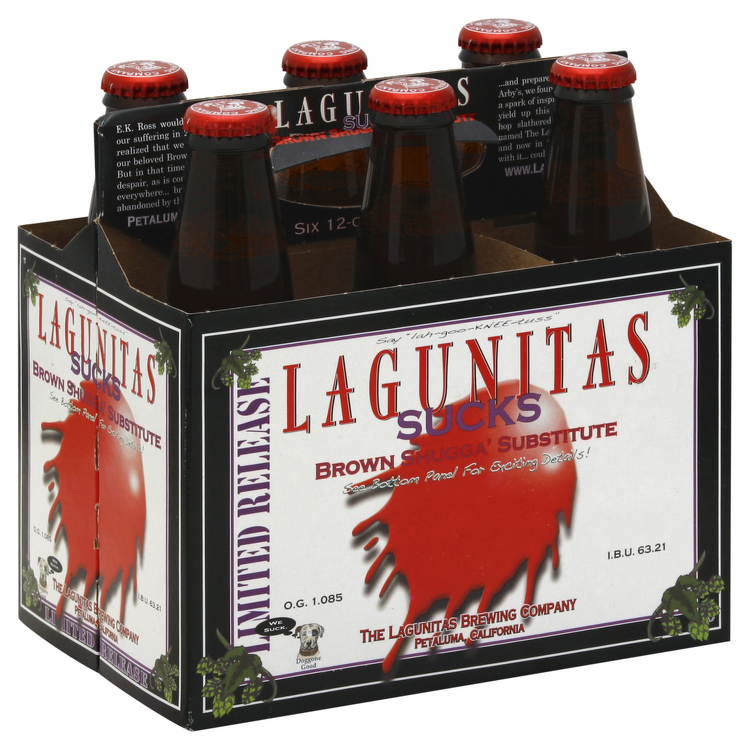 Lagunitas Ale, Limited Shugga\' Release, 6 Substitute, Sucks, Brown Each