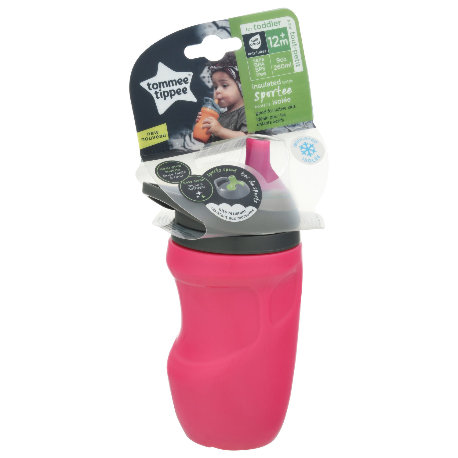 Tommee Tippee Insulated Sportee Toddler Water Bottle with Handle