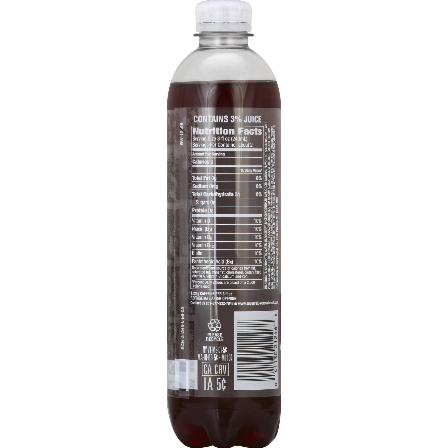 Sparkling ice drink nutrition label