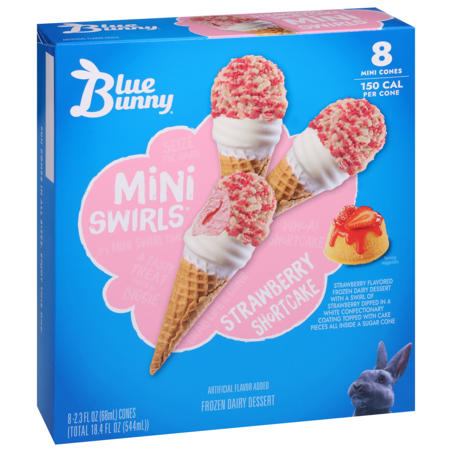 Blue Bunny Mini Swirls Frozen Dairy Dessert, Strawberry Shortcake 