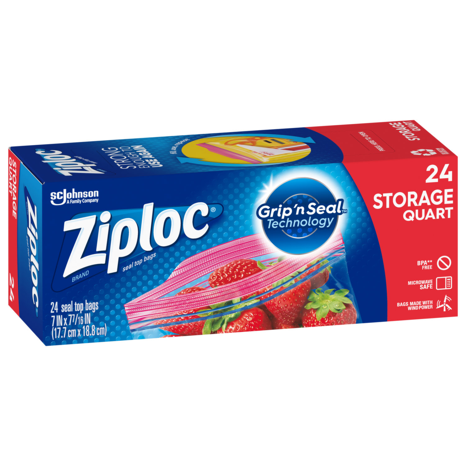 Ziploc Quart Food Storage Bags, Grip 'n Seal Technology for Easier Grip,  Open, and Close, 100 Count - Yahoo Shopping