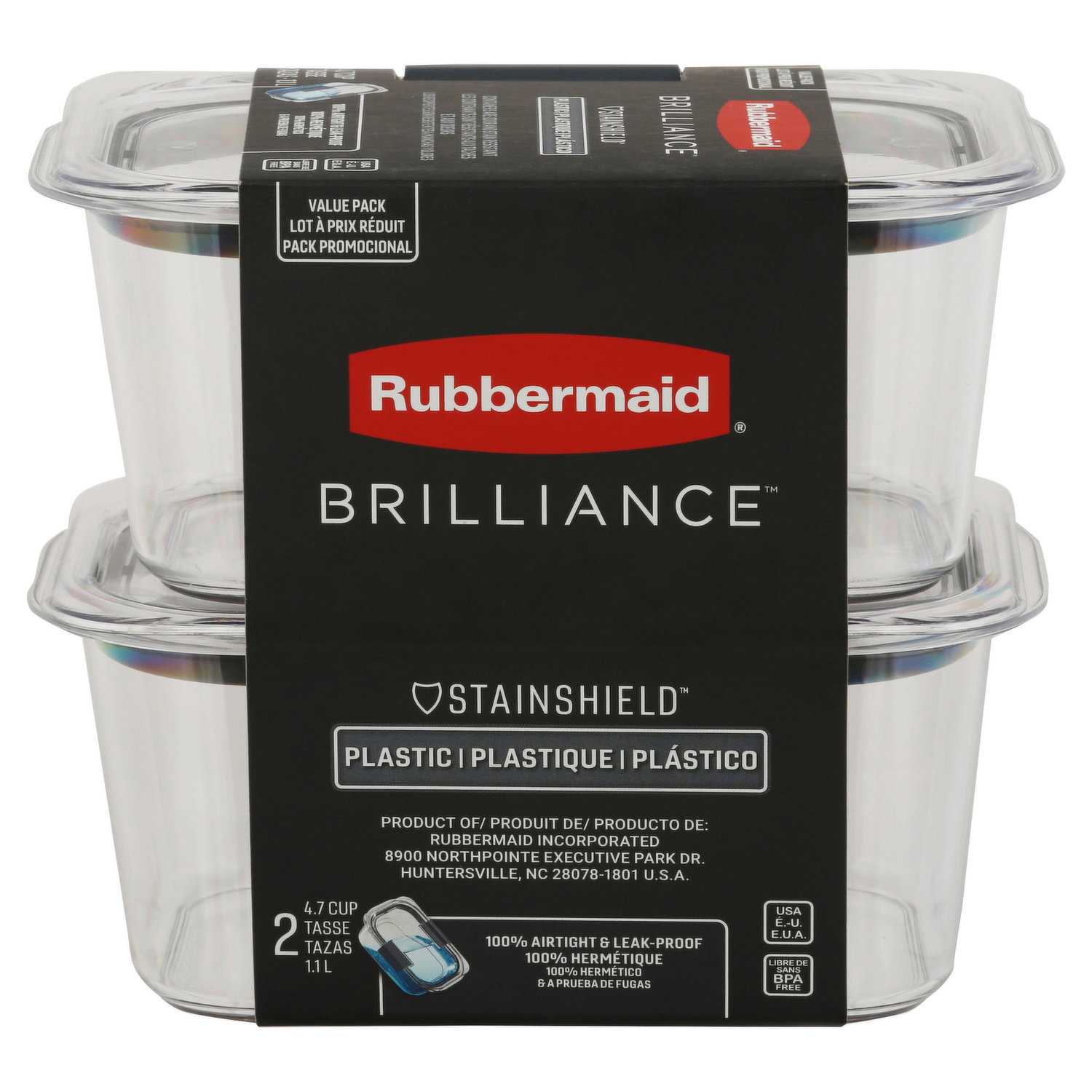 Rubbermaid Brilliance Food Storage Salad Container, Medium Deep, 4.7 Cup,  Clear