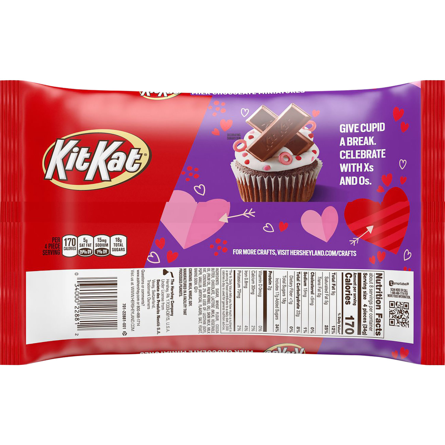 Kit Kat 9.6 oz Miniatures Milk Chocolate Wafer Valentine's Day Bag -  3400022881