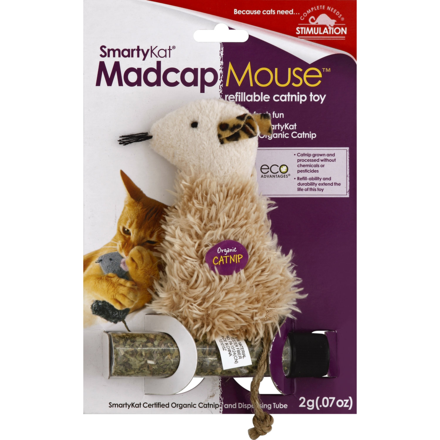 SmartyKat Catnip Toy Refillable Madcap Mouse 1 Each