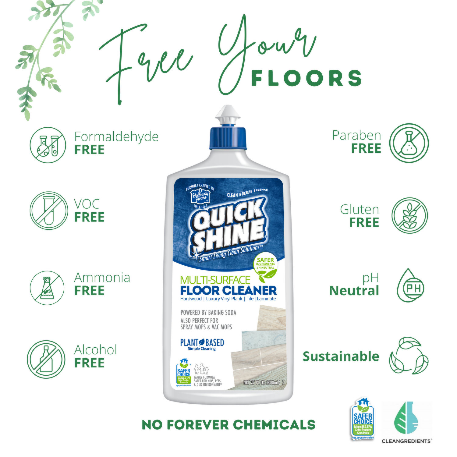 Quick Shine Smart Living Clean Solutions Hardwood Floor Cleaner 24 oz, Floor Cleaners