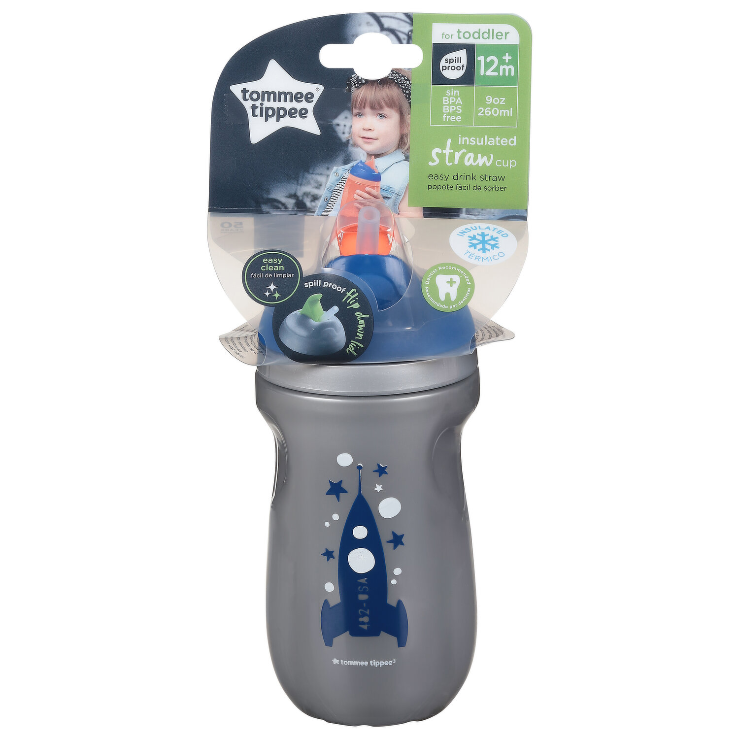 Tommee Tippee Weighted Straw Toddler Sippy Cup - 6+ months