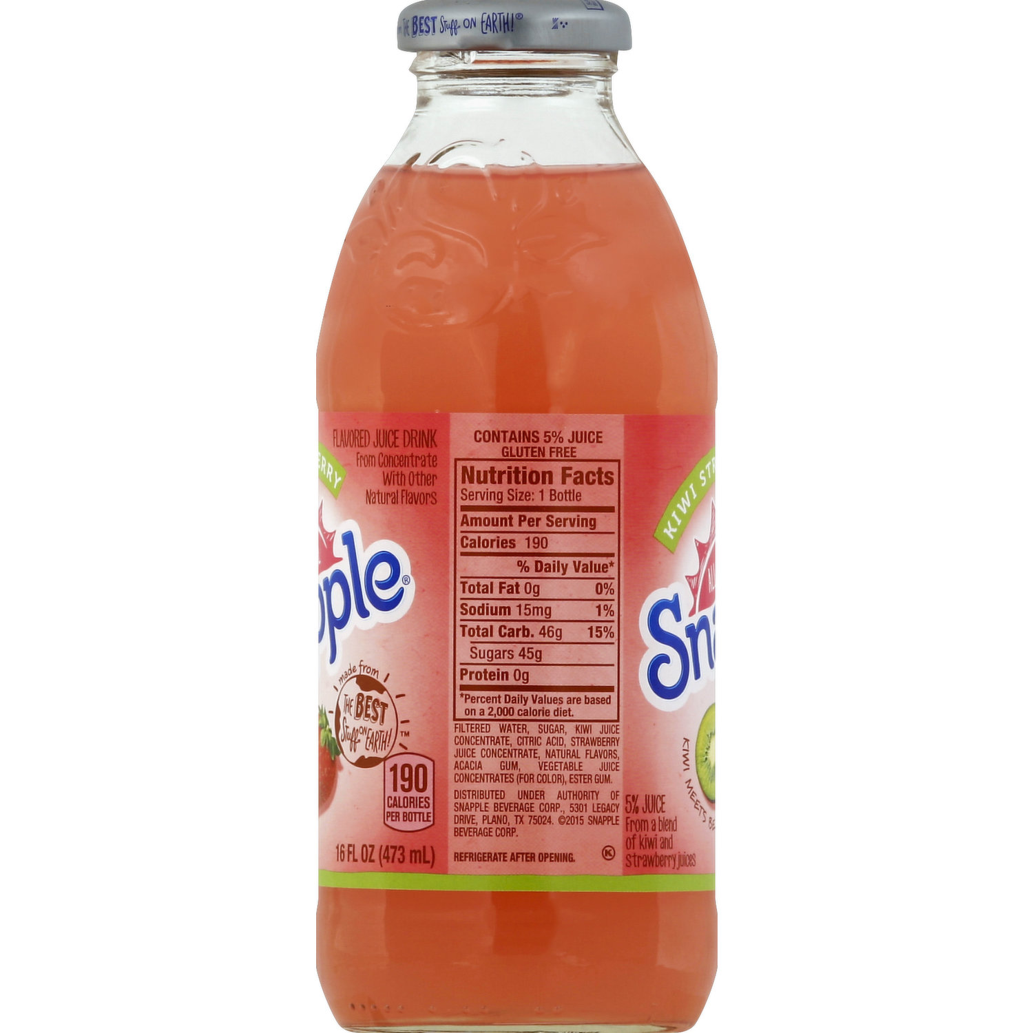 Snapple Kiwi Strawberry, 16 Fl Oz Glass Bottle