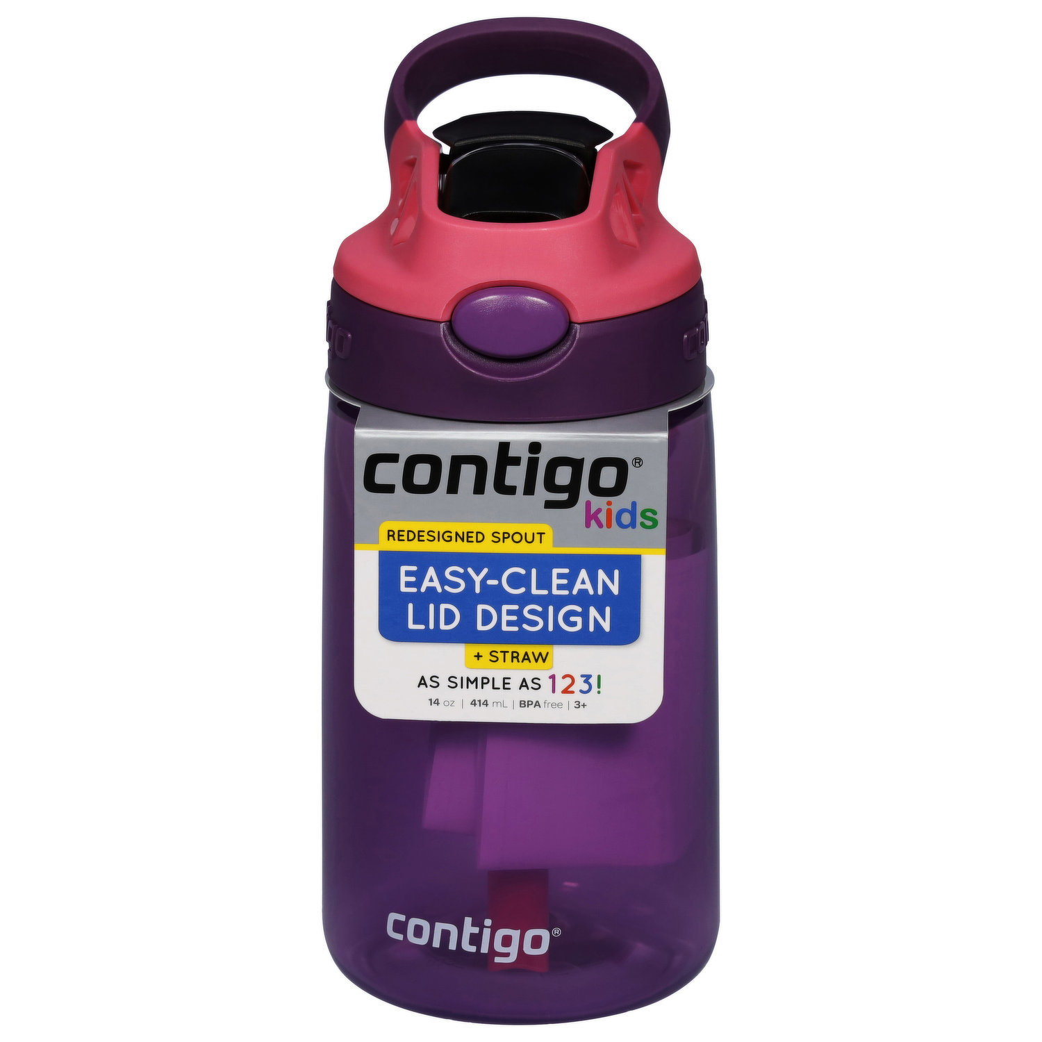 Contigo Kids Water Bottle with Redesigned AUTOSPOUT Straw Lid Purple  Eggplant and Mermaids, 14 fl oz. 