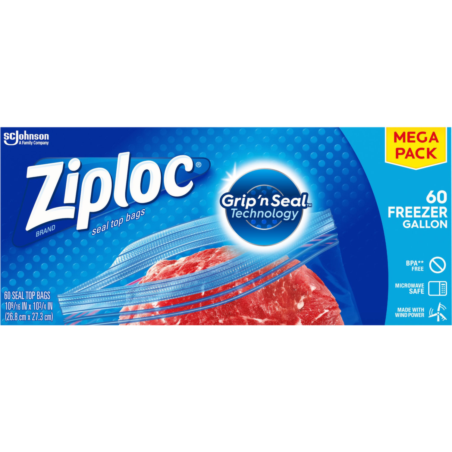 Ziploc® Brand Freezer Bags with Grip 'n Seal Technology, Quart, 19