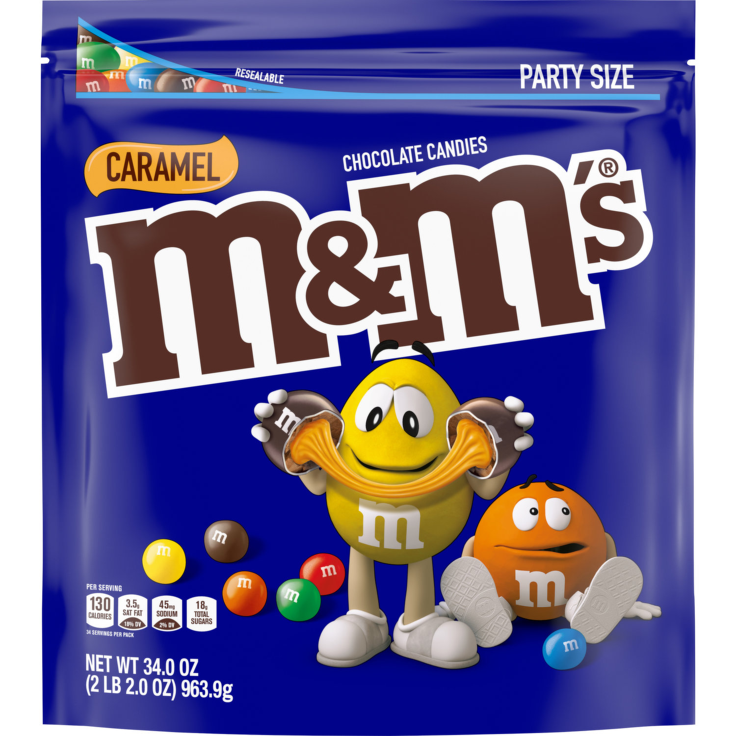 M & M Chocolate Candies, Caramel, Party Size - 34.0 oz