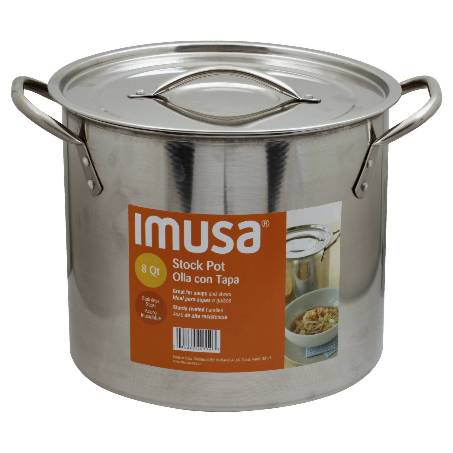 IMUSA IMUSA Stock Pot with Glass Lid and Soft Touch Handle 12 Quart - IMUSA