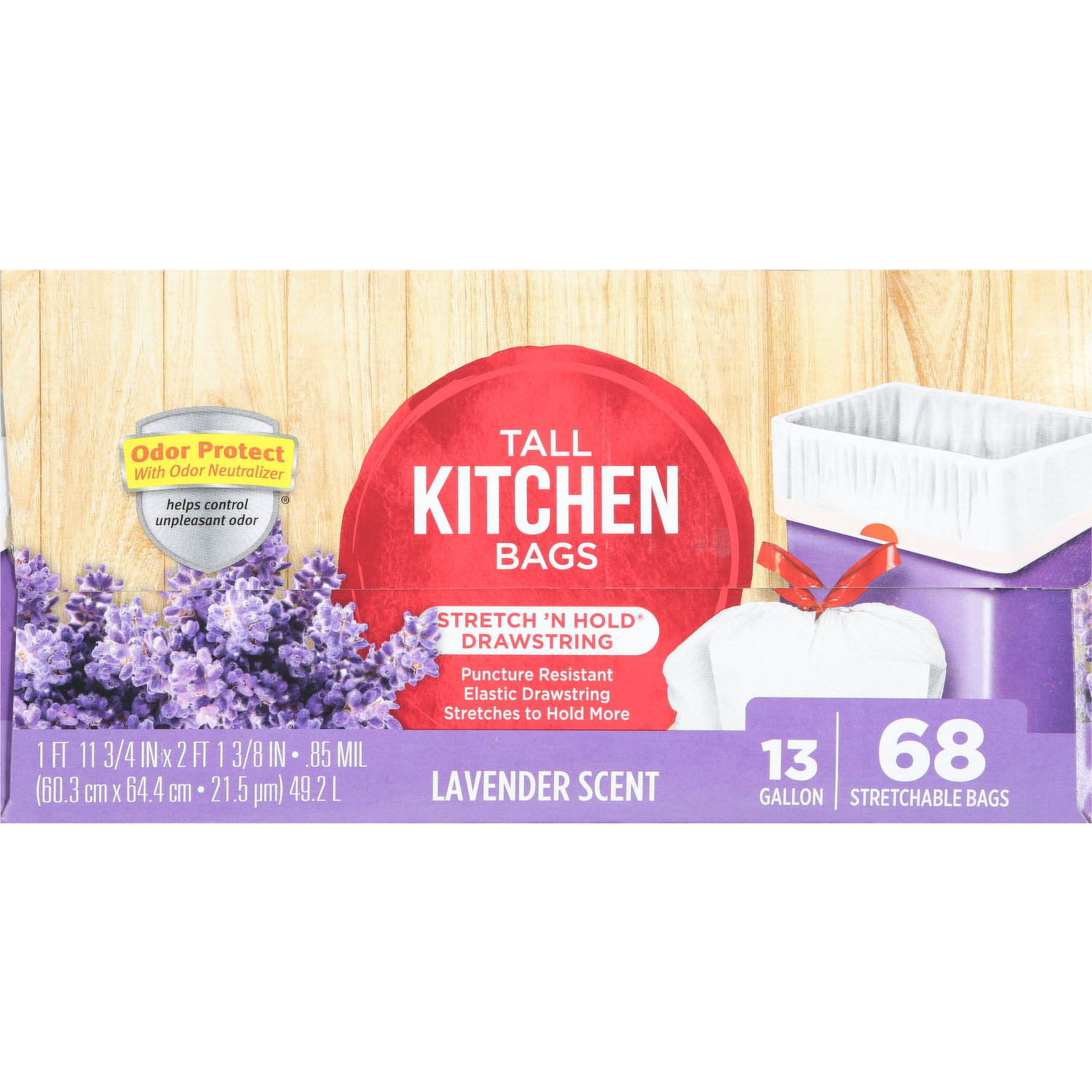 Tall Kitchen Drawstring Trash Bag - 13 Gallon - Lavender Scent - Multi –  Polar