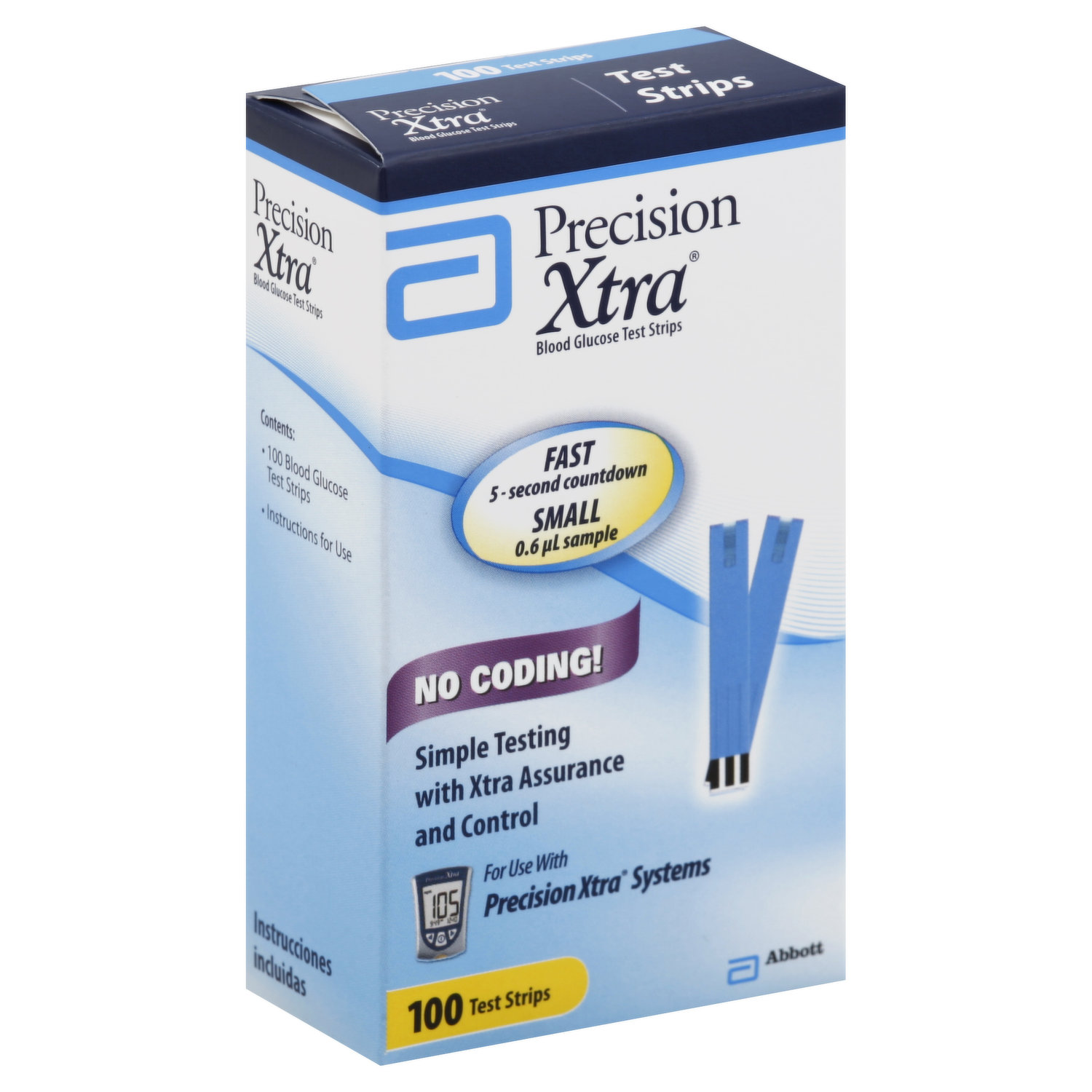 Precision Xtra Test Strips, Blood Glucose - 100 test strips