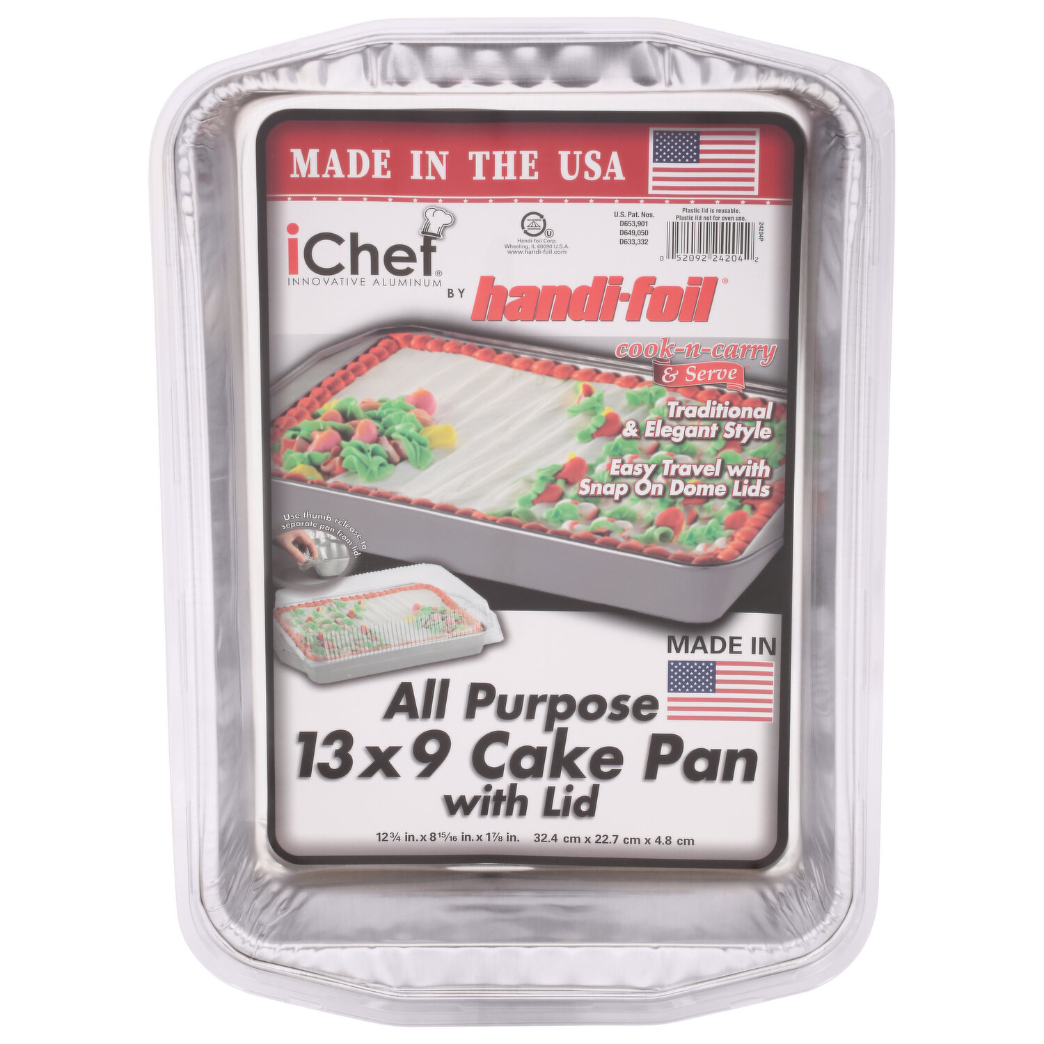 Handi-Foil Fun Colors 13x9 in Cake Pans with Red Lids