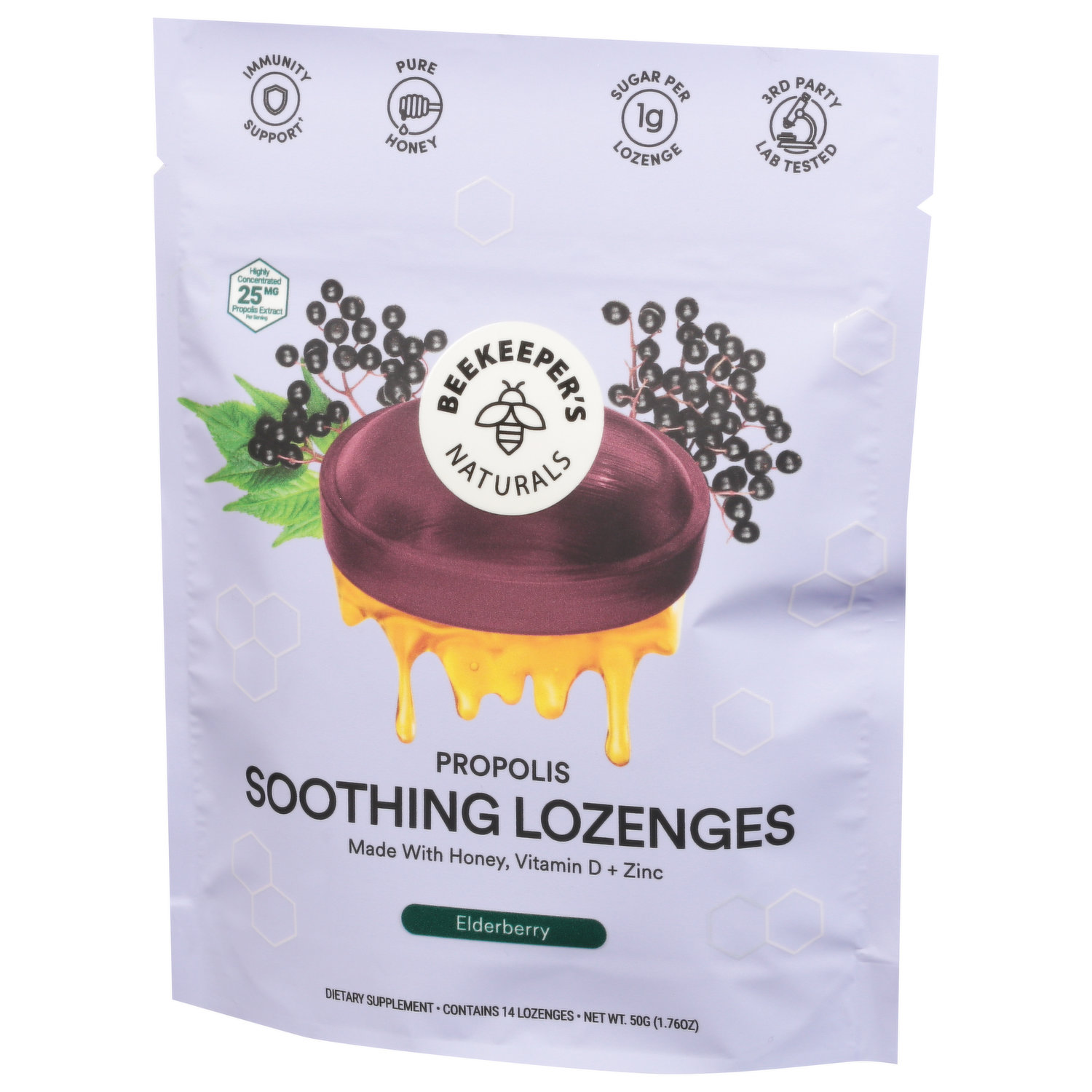 Beekeeper's Naturals Soothing Lozenges, Propolis, Honey - 14 lozenges, 50 g