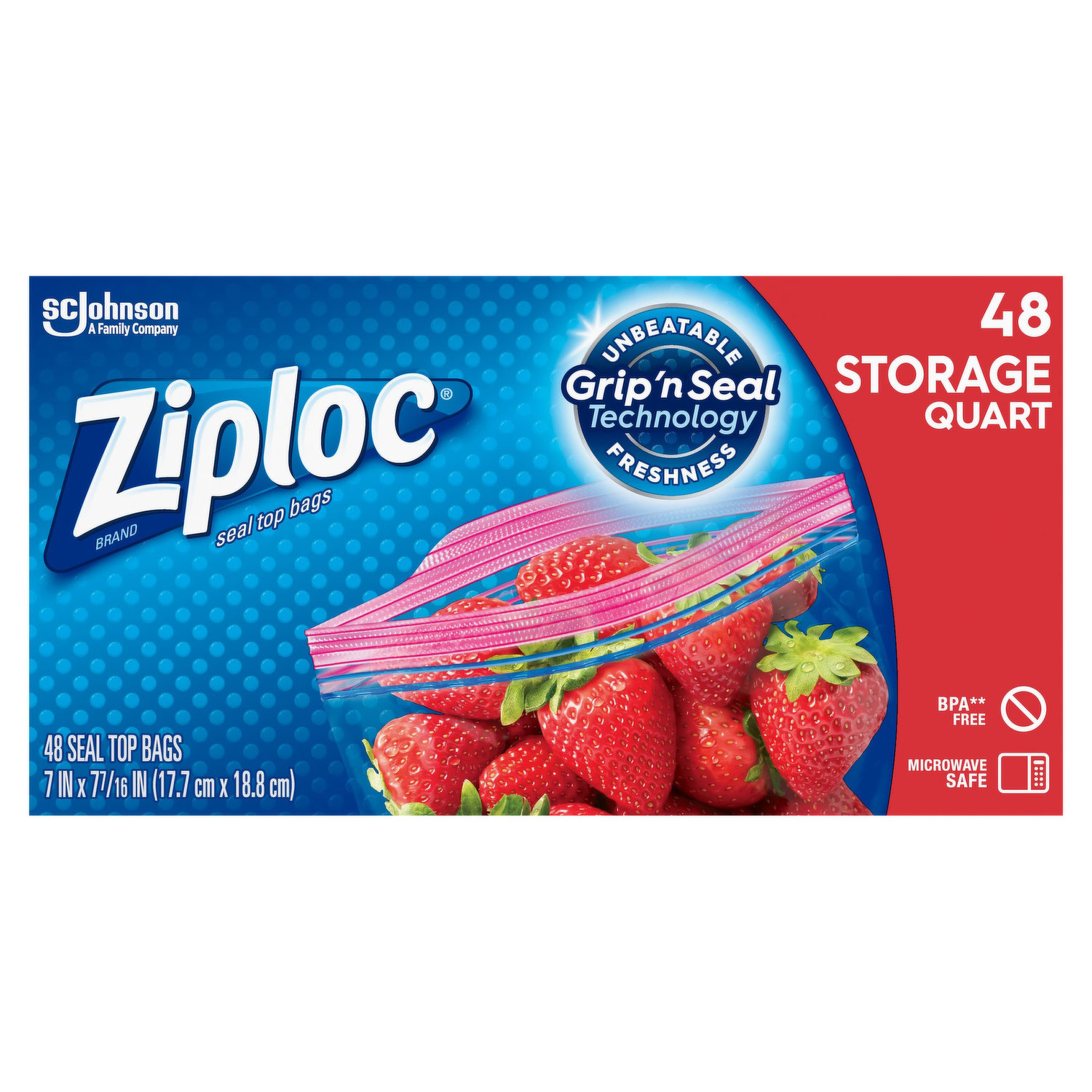 Ziploc Brand Slider Storage Quart Bags, Zipper Storage Bags, 76