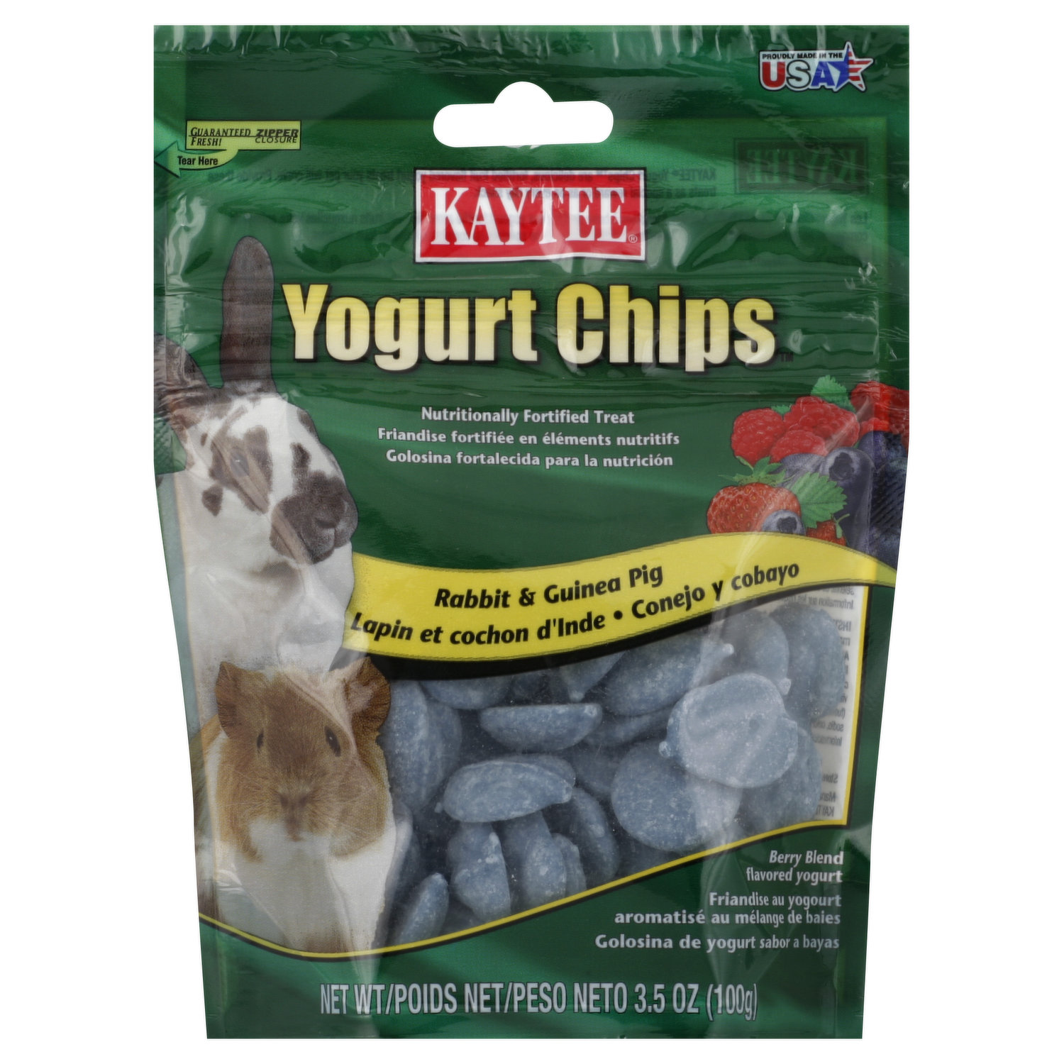 Kaytee Mixed Berry Flavor Yogurt Chips For Rabbit And Guinea Pig Treat