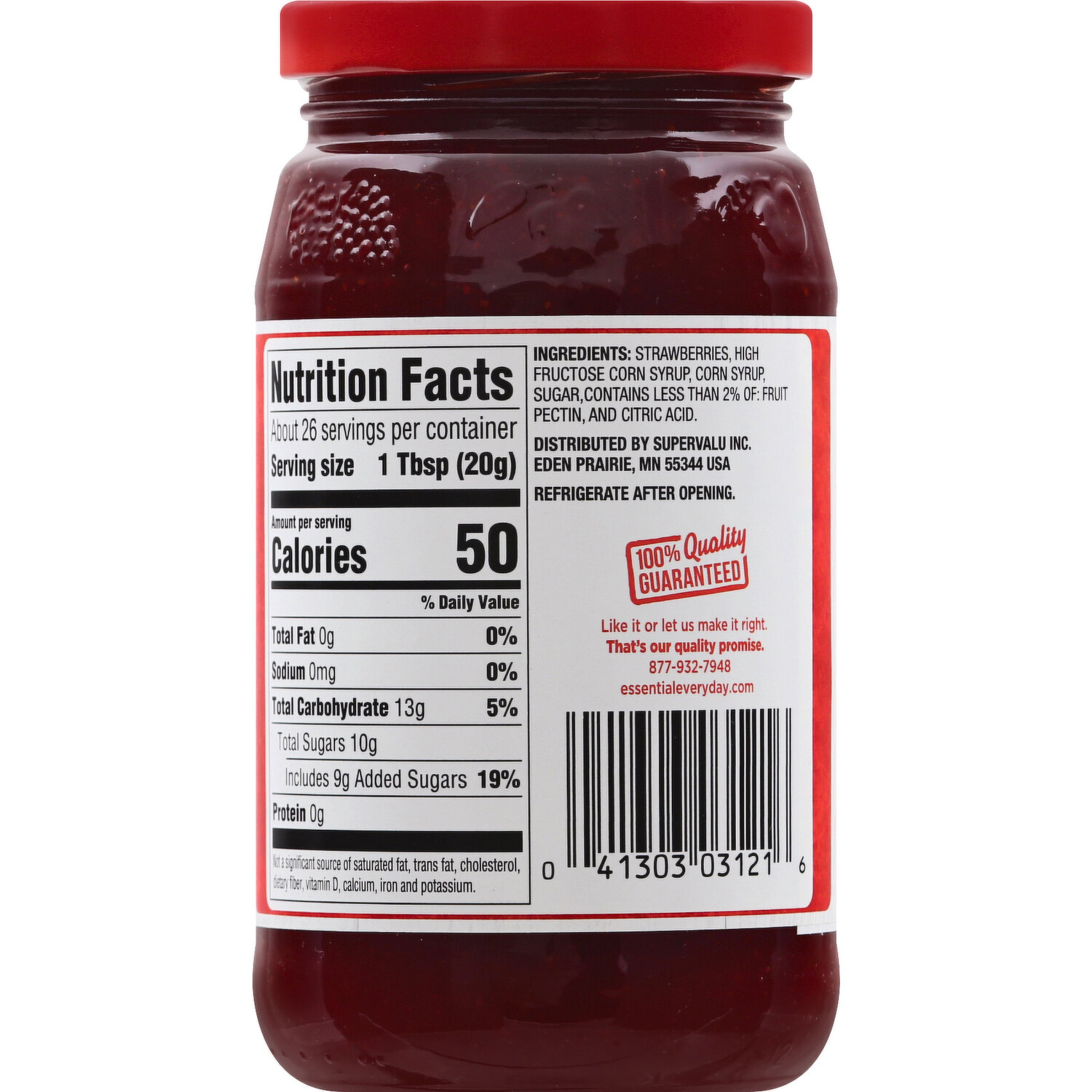 Strawberry Jelly Nutrition Label