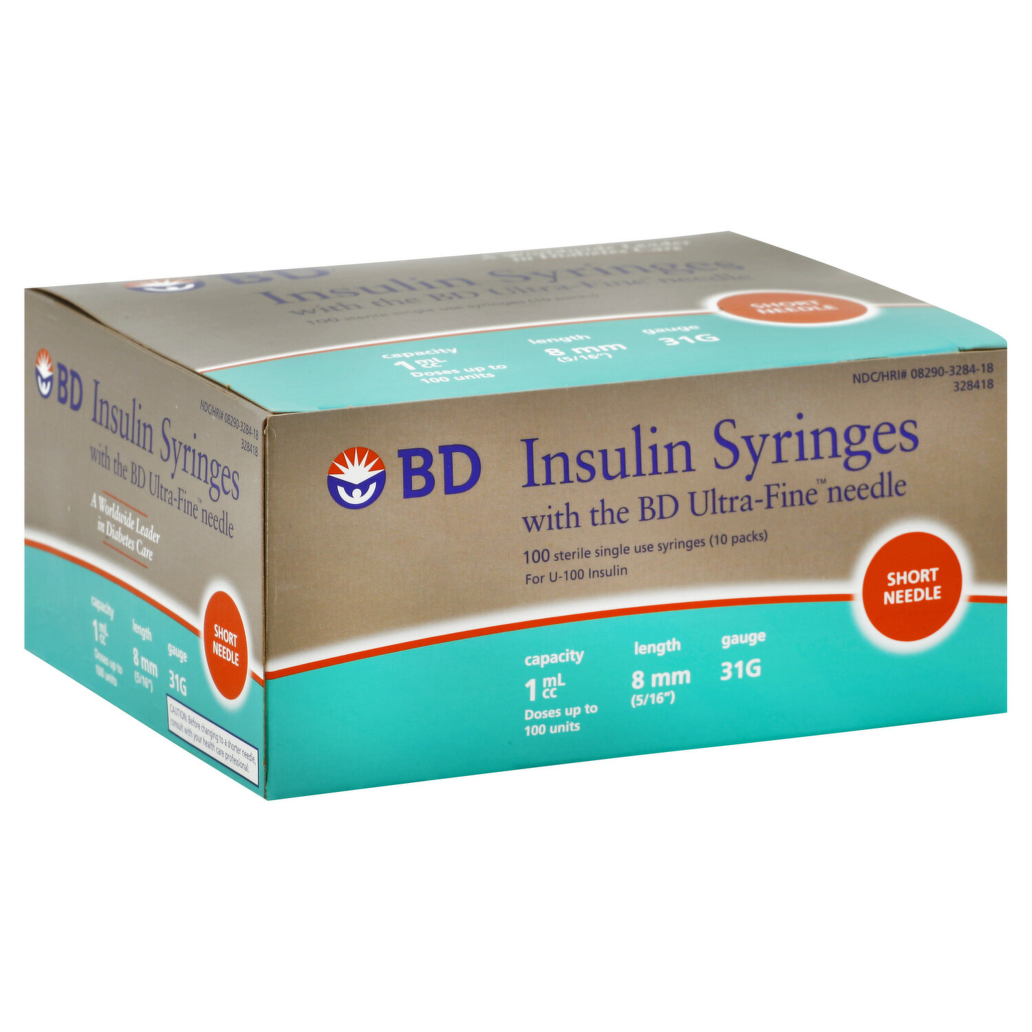 Insulin Syringes Single Use Short Needle 1 Cc