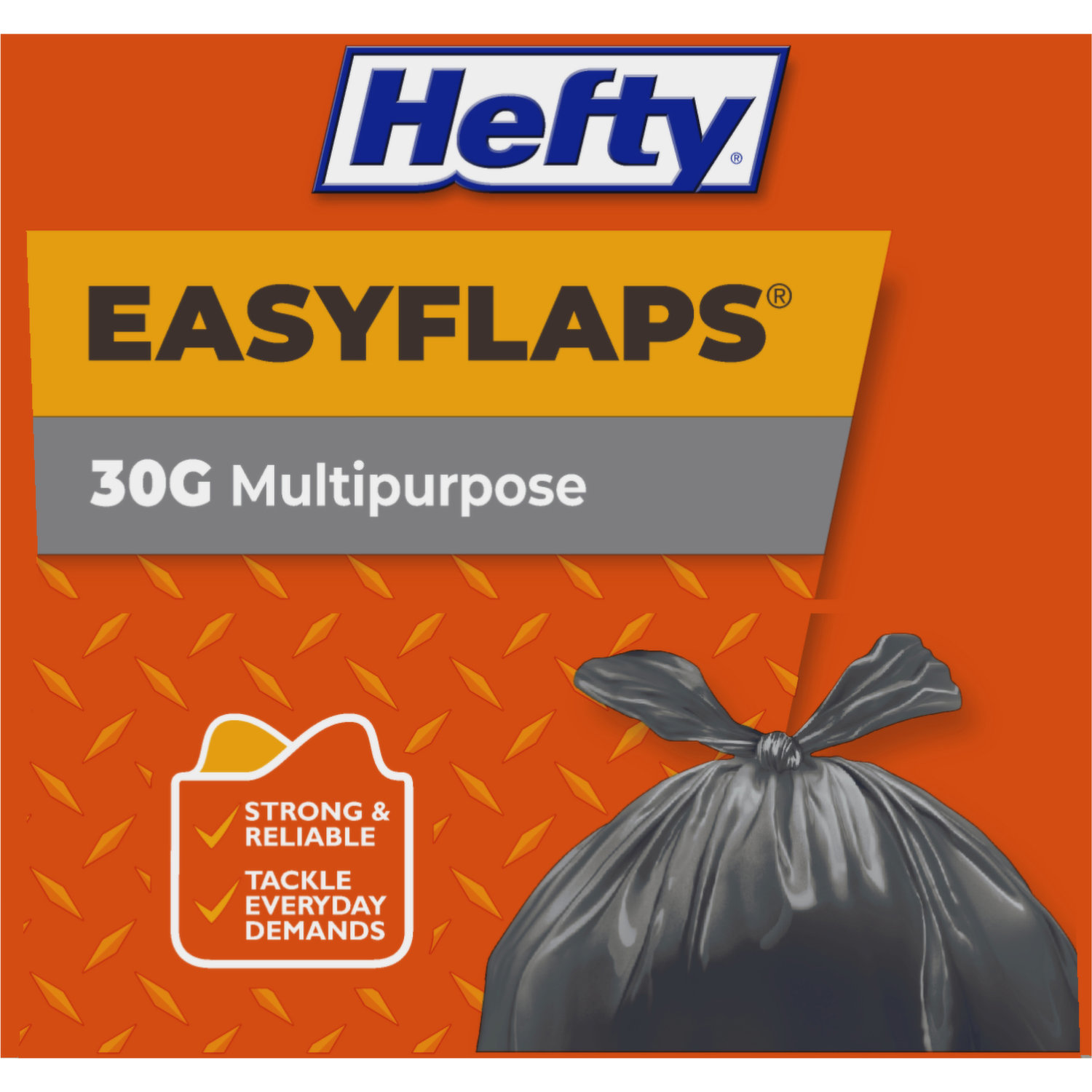 Hefty® Easy Flaps Trash Bags, 30 gal, 1.05 mil, 30 x 33, Black