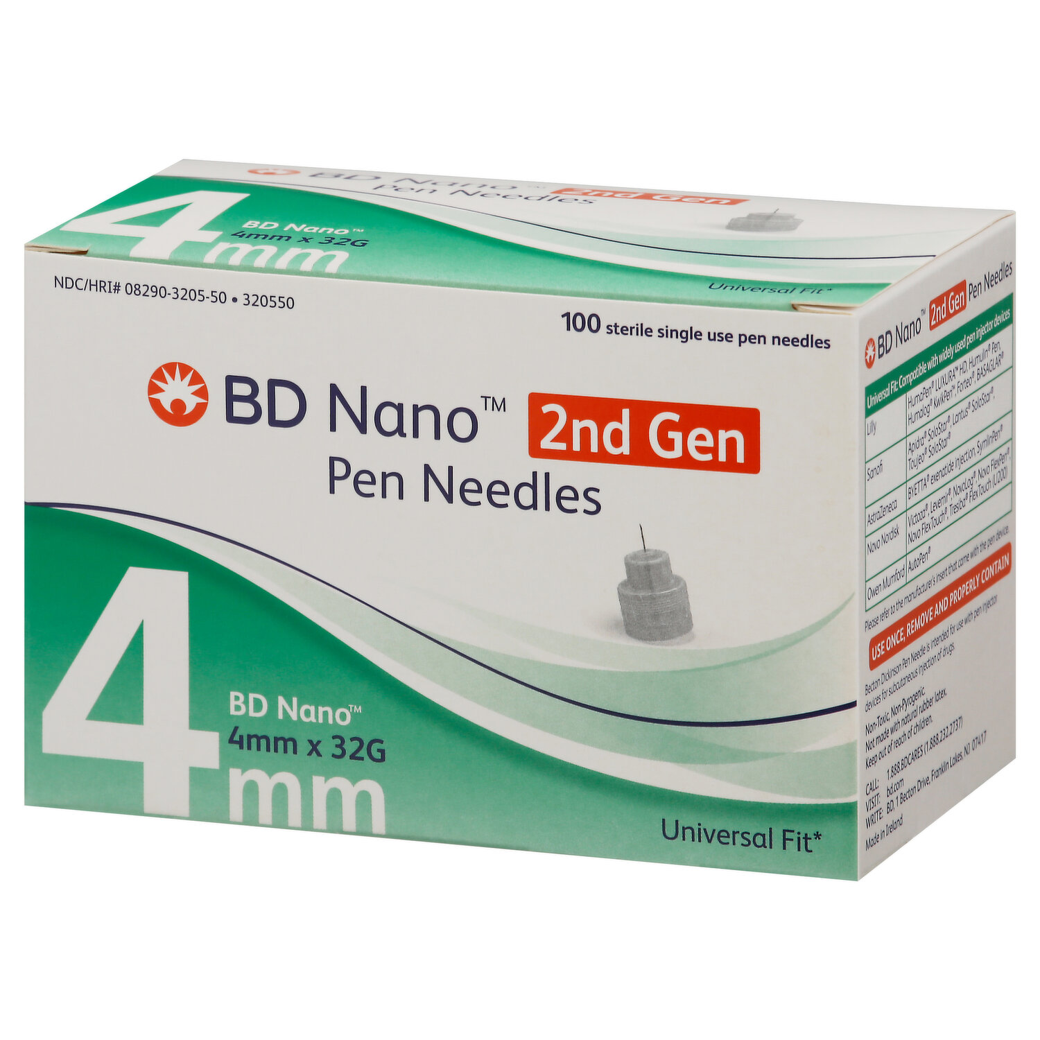 Bd Nano Pen Needles, 4 mm, 2nd Gen, 100 Each