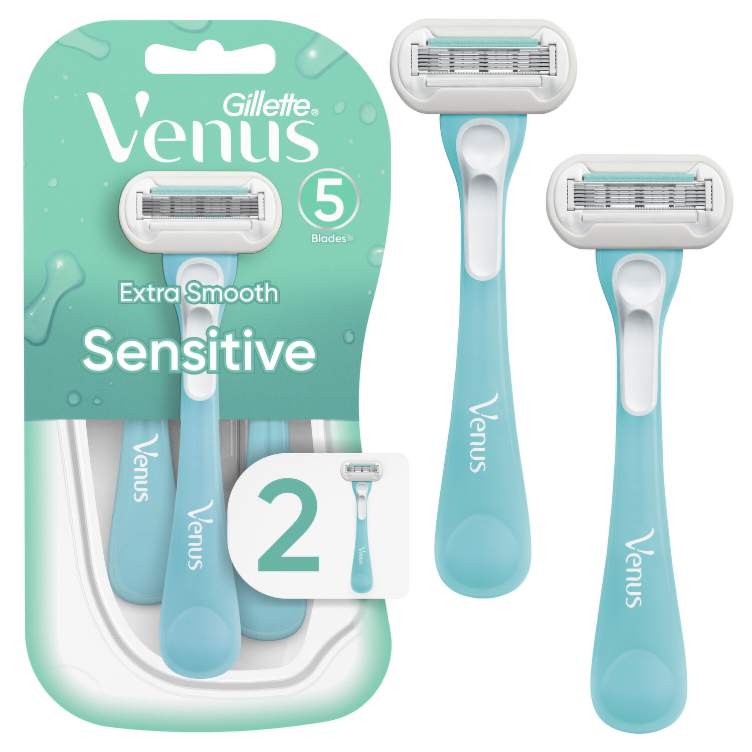 Venus Extra Smooth Sensitive Women's Disposable Razors, 2 